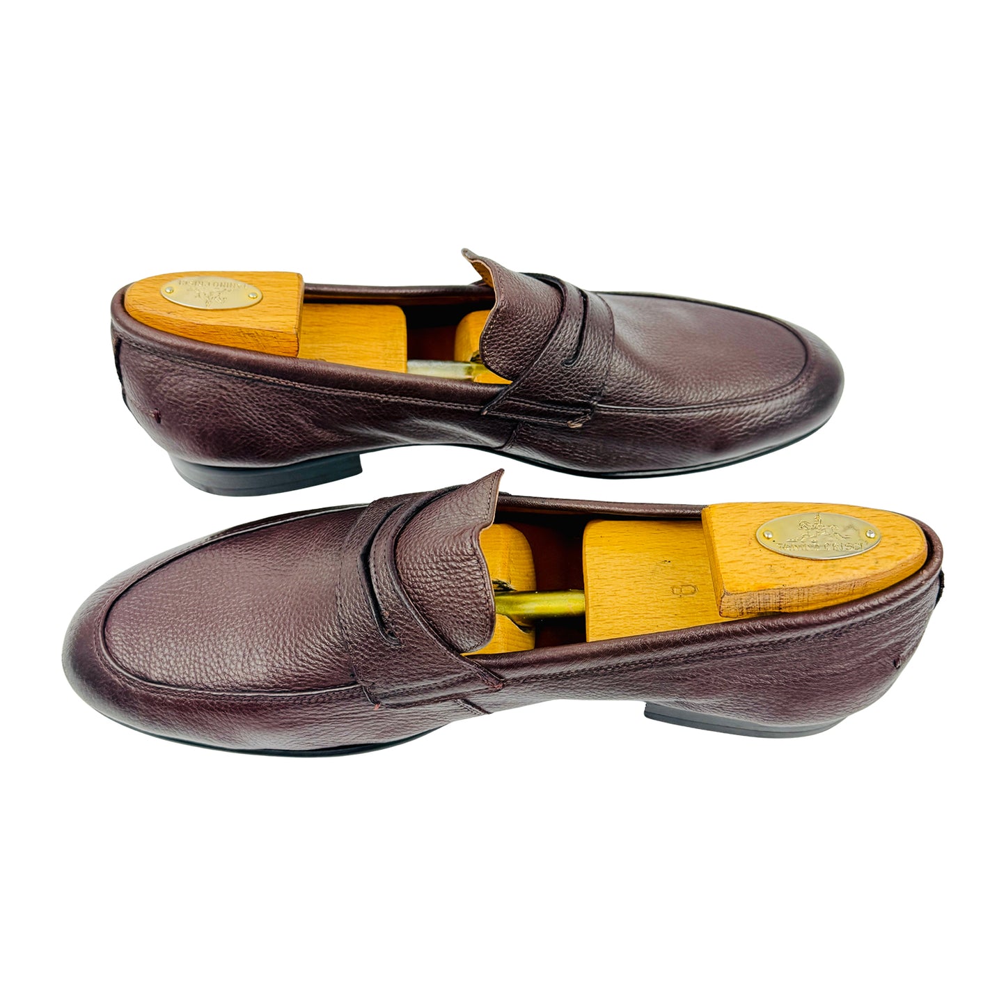 Berluti Men's Grained Leather Dark Brown Loafers (Size 45)