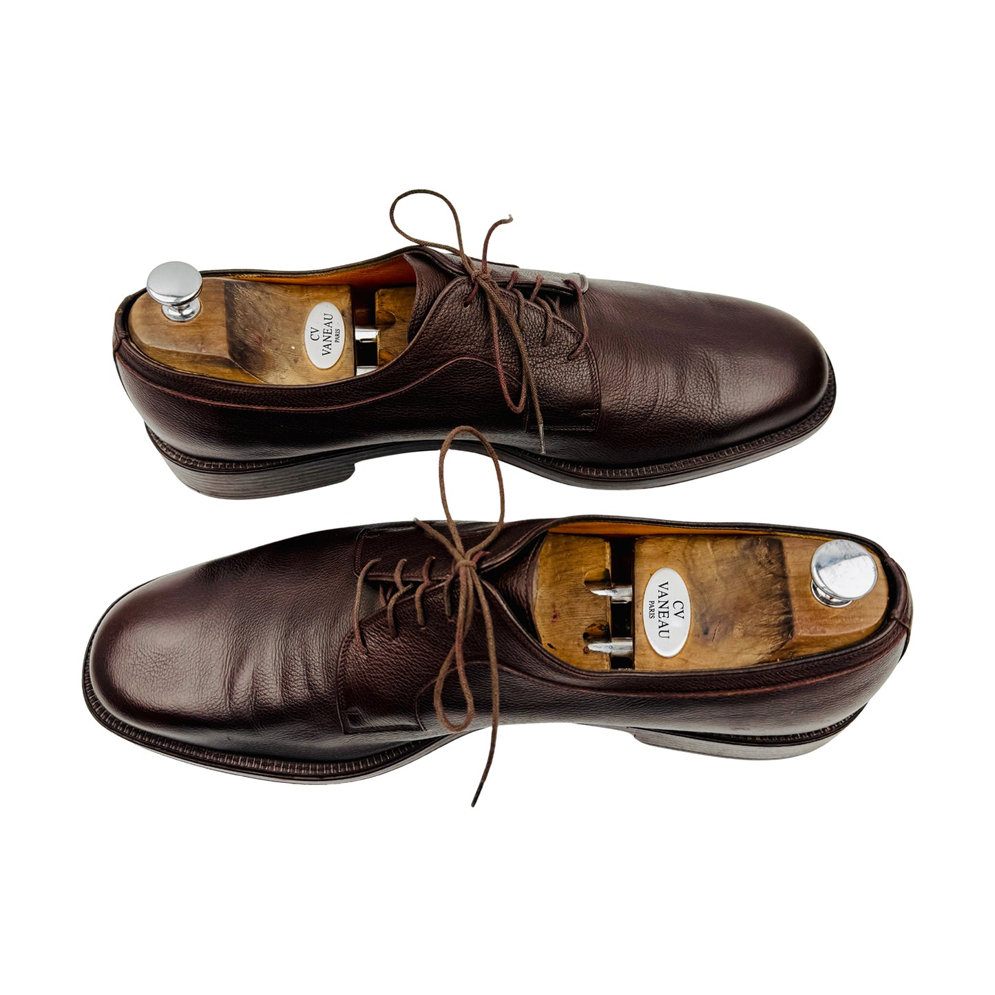 Salvatore Ferragamo Brown Pebbled Leather Derby Shoes (Size 46/46.5)