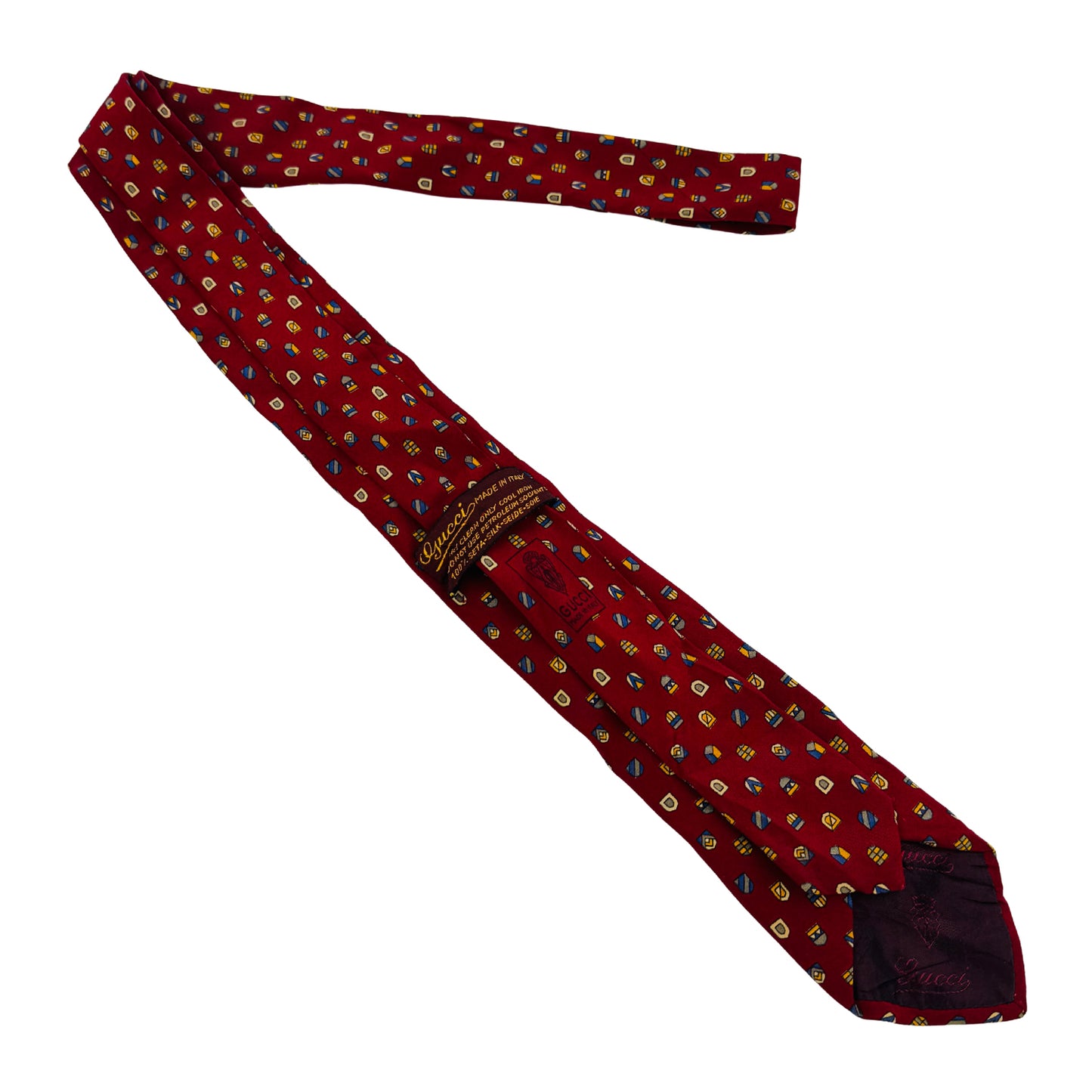 Gucci Red 'Geometric Pattern' Tie (Size Slim Fit)