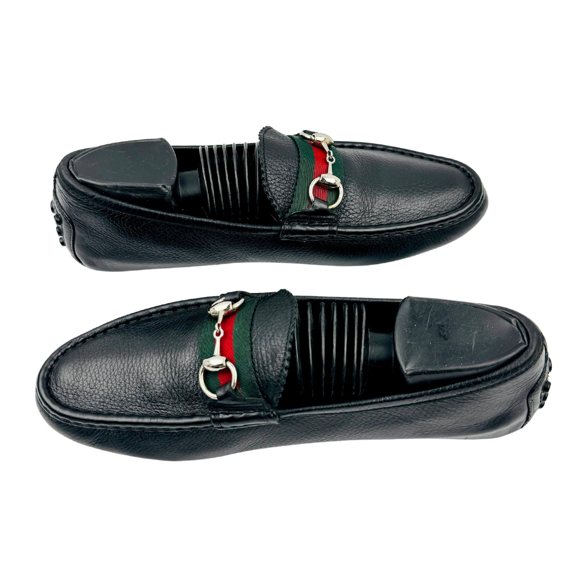 Gucci Black Leather Web Stripe Loafers (Size 40/40.5) - 624698 1XH10 1066