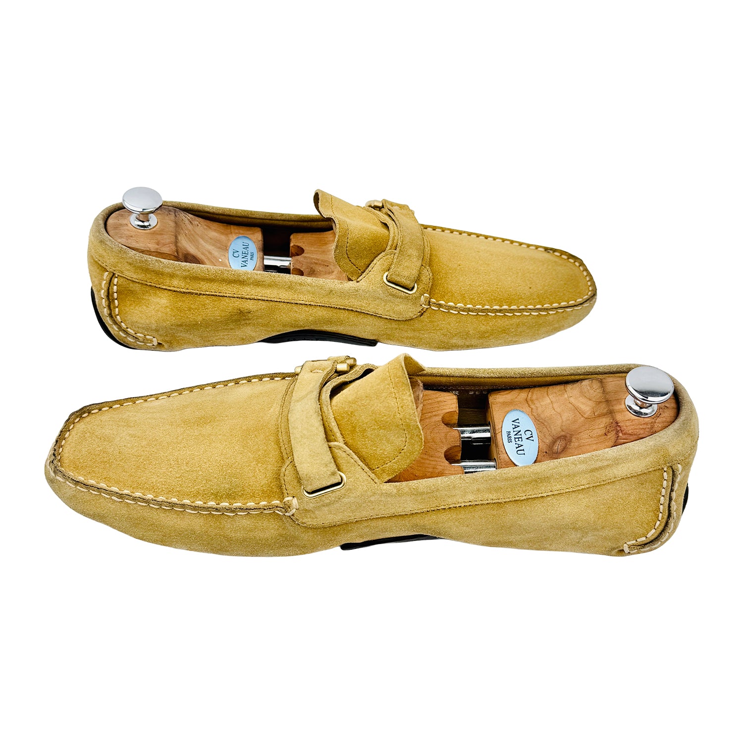 Cross image of Salvatore Ferragamo Men's Gancini Ornament Beige Loafers (Size 47)