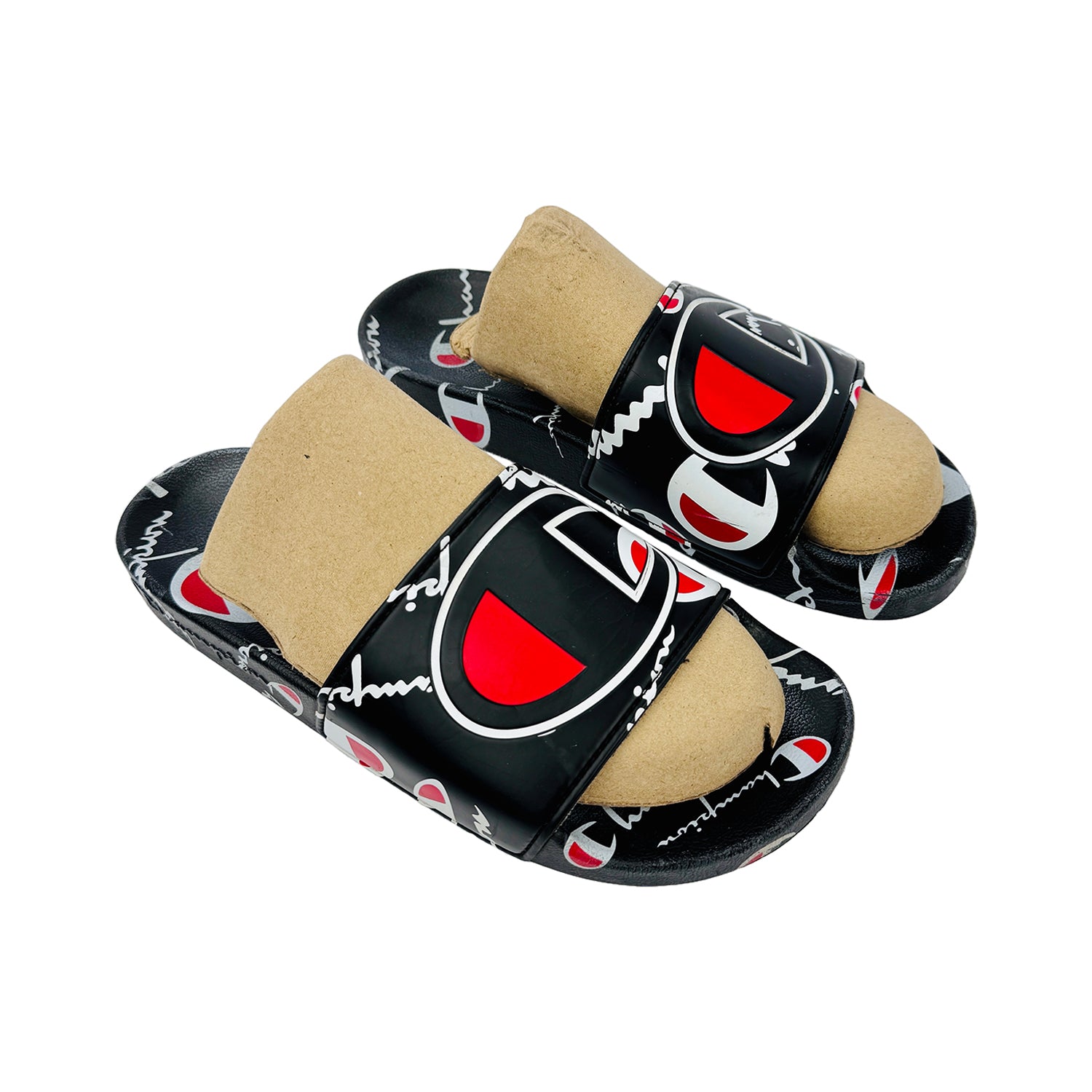 Right Side image of Champion IPO Warped Black Slides (Size 41) - CP101071