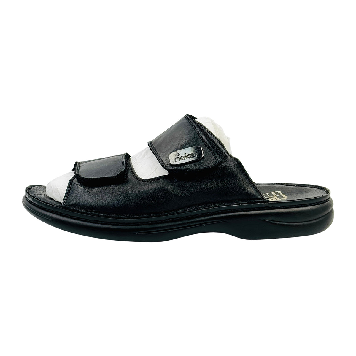 Rieker Men's Black Leather Sandal Slippers (Size 42) - 25590-00