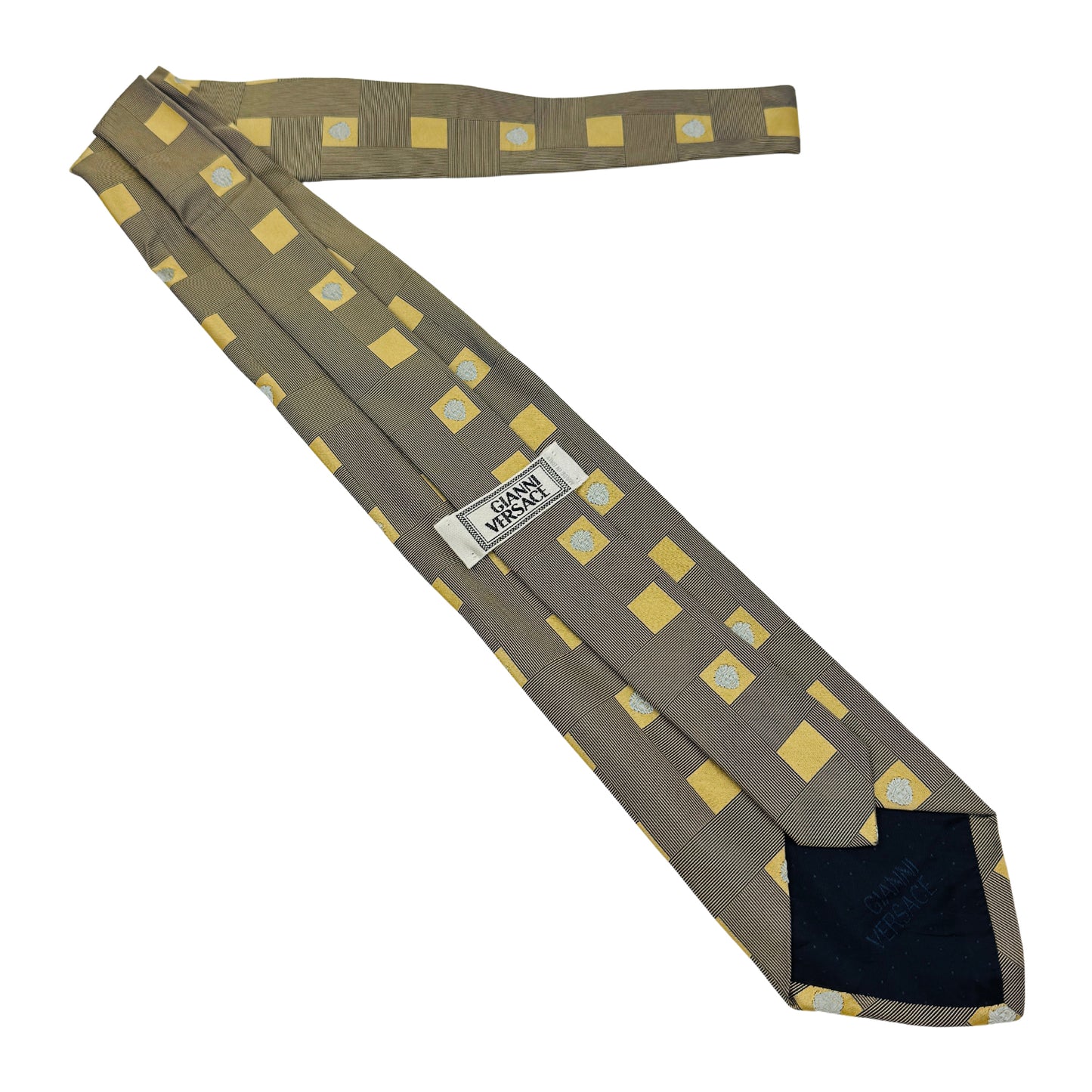 Gianni Versace Mustard Yellow 'Medusa Motifs' Tie (Size Regular)