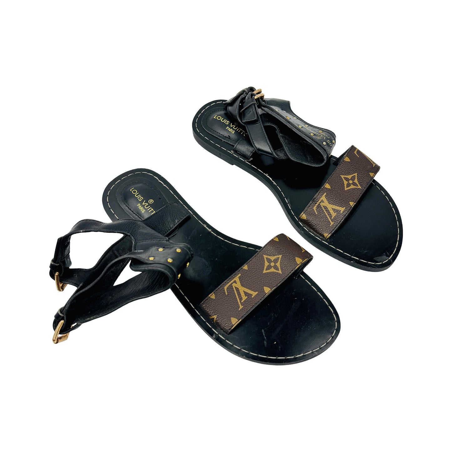Louis Vuitton Nomad Black Italy Made Sandals (Size 39)