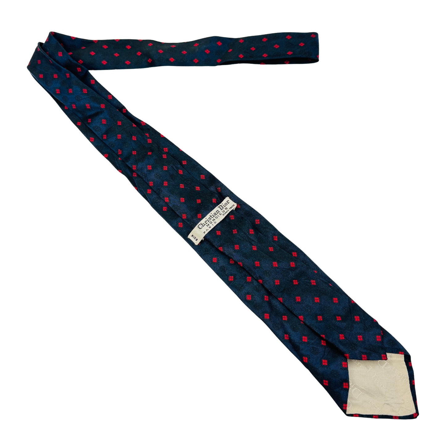 Christian Dior Navy 'Geometric Diamond Pattern' Tie (Size Slim Fit)
