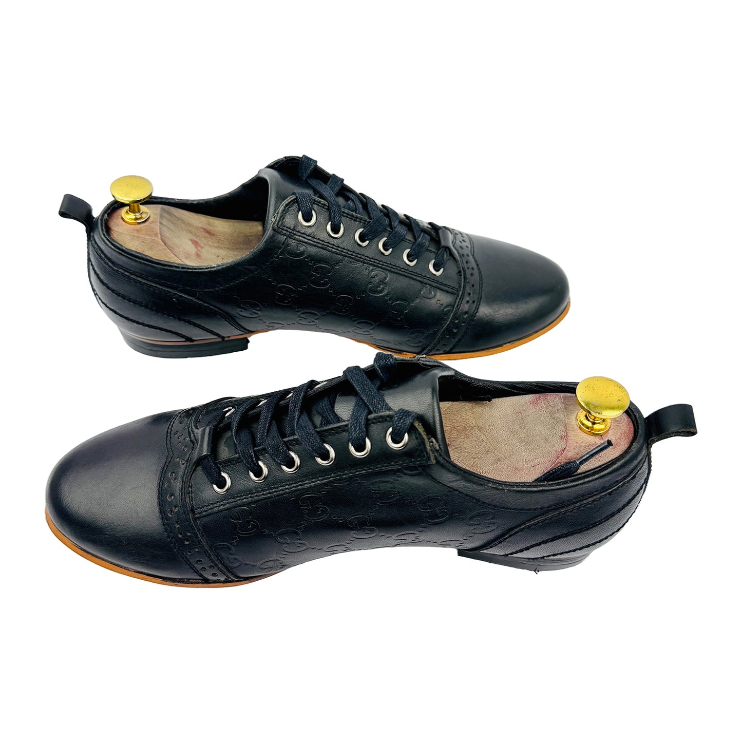 Gucci Men's GG Logo Black Leather Sneakers (Size 42/42.5)