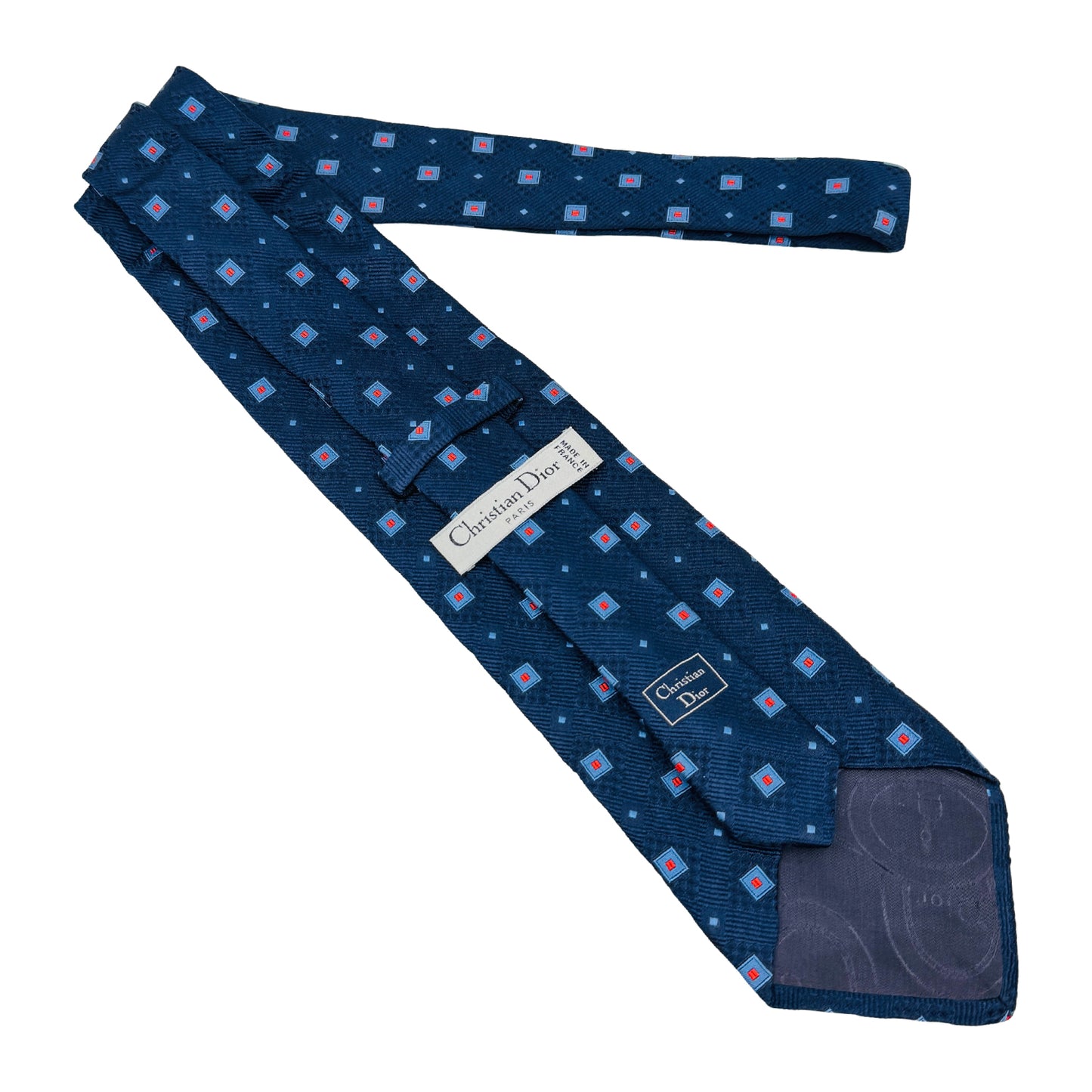 Christian Dior Navy 'Square Motifs' Tie (Size Regular)