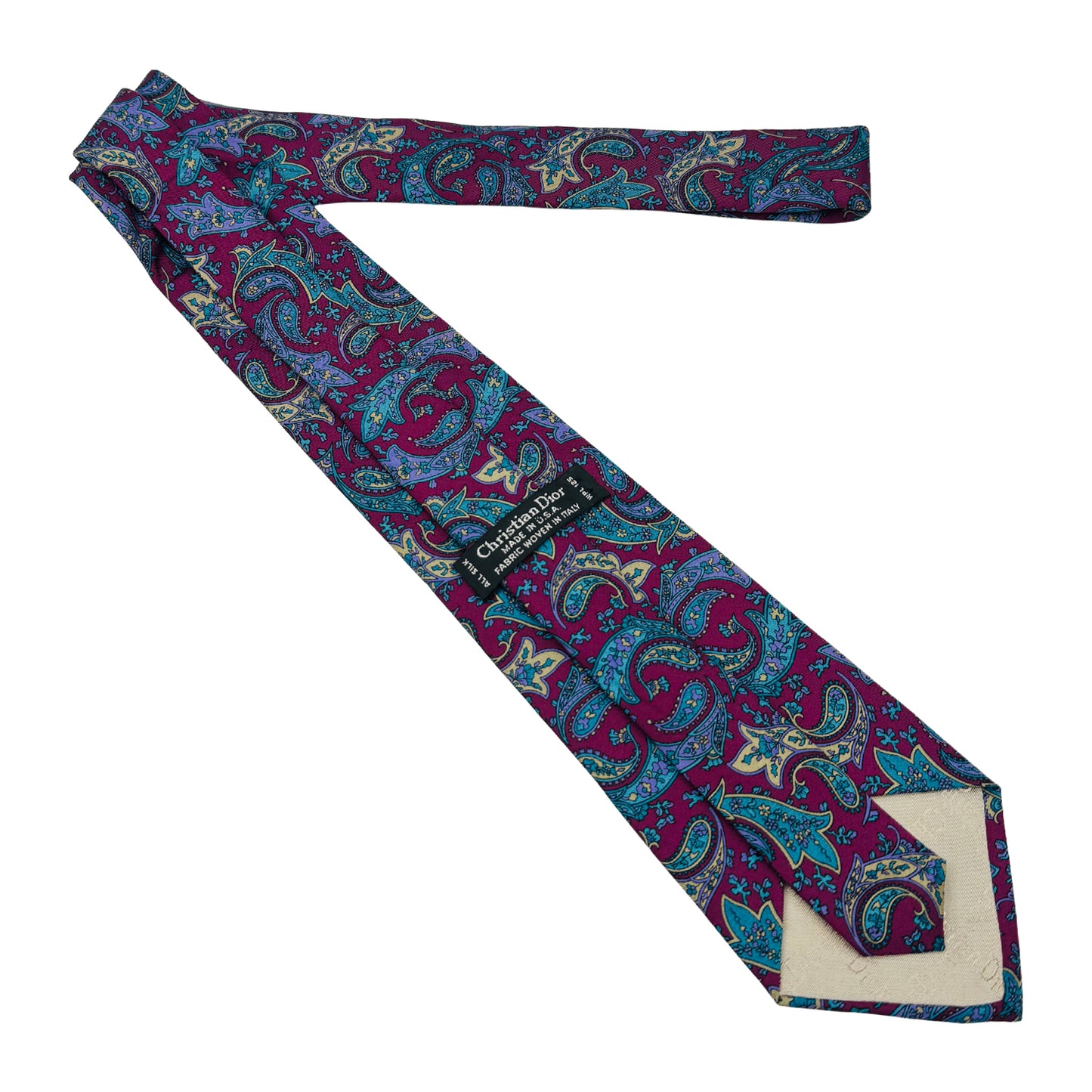 Christian Dior Magenta 'Gold Accents' Silk Tie (Size Regular)