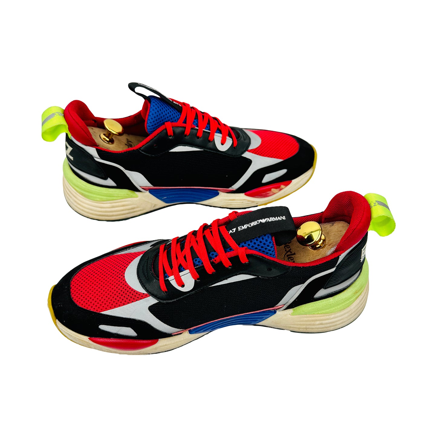 Emporio Armani EA7 Red Blue Chunky Sneakers (Size 41.5/42)