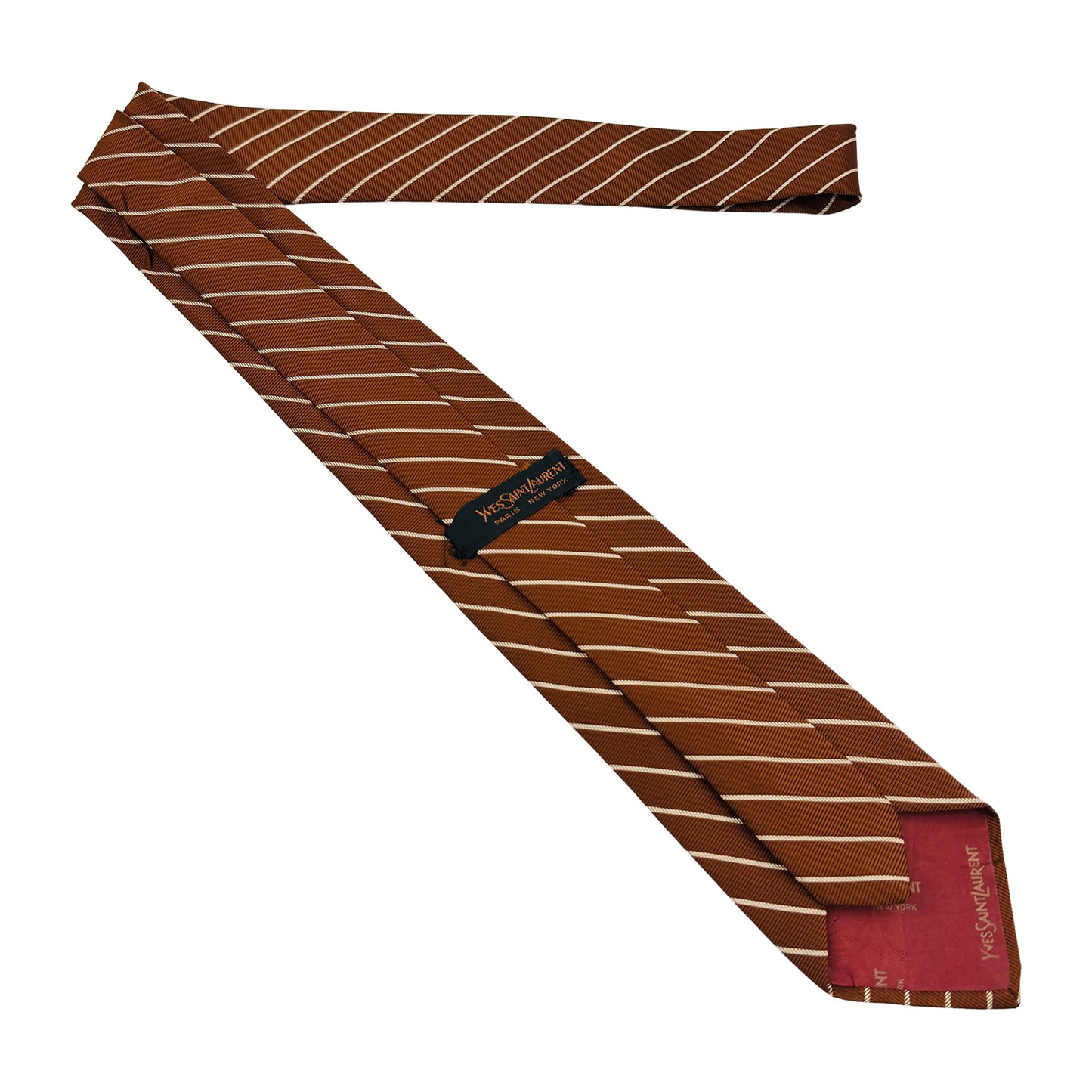 Yves Saint Laurent Cognac Brown 'Diagonal Stripes' Tie (Size Regular)