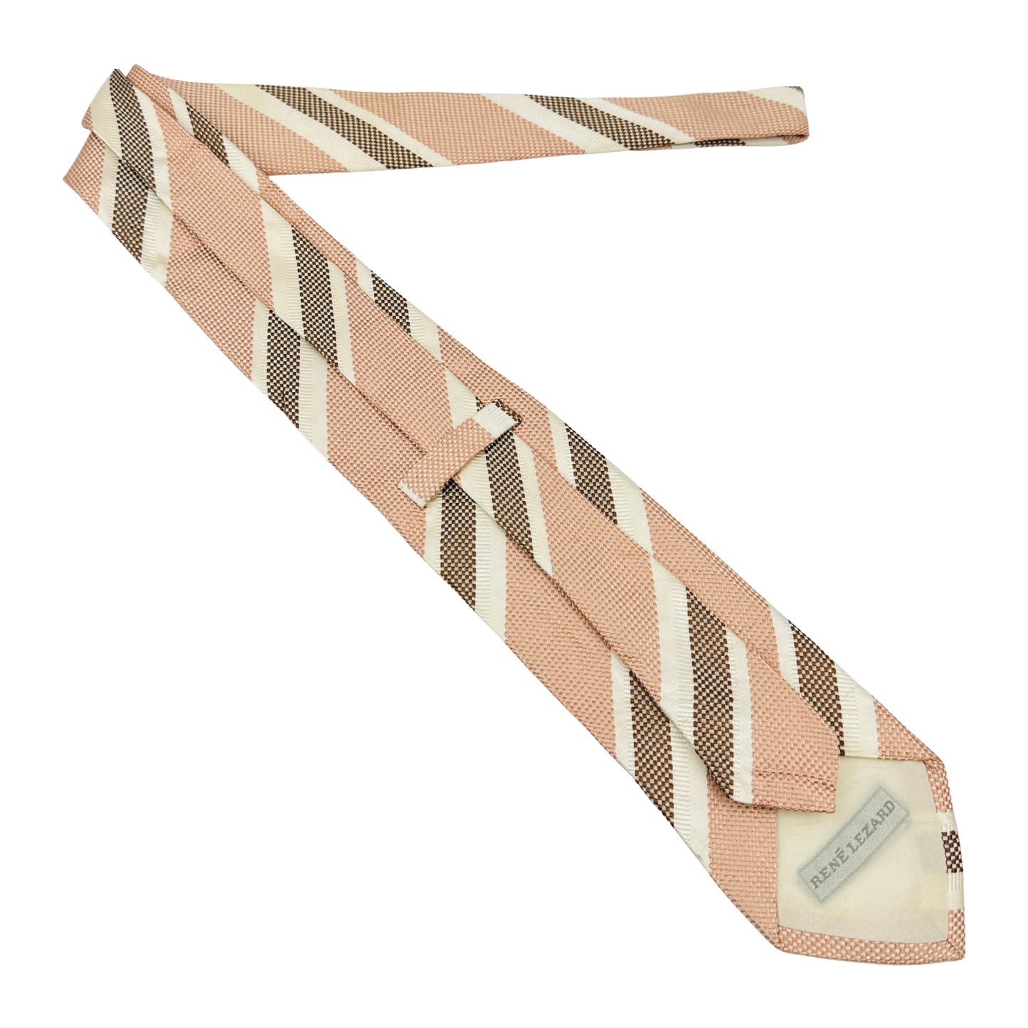 René Lezard Peach 'Diagonal Stripes' Tie (Size Regular)