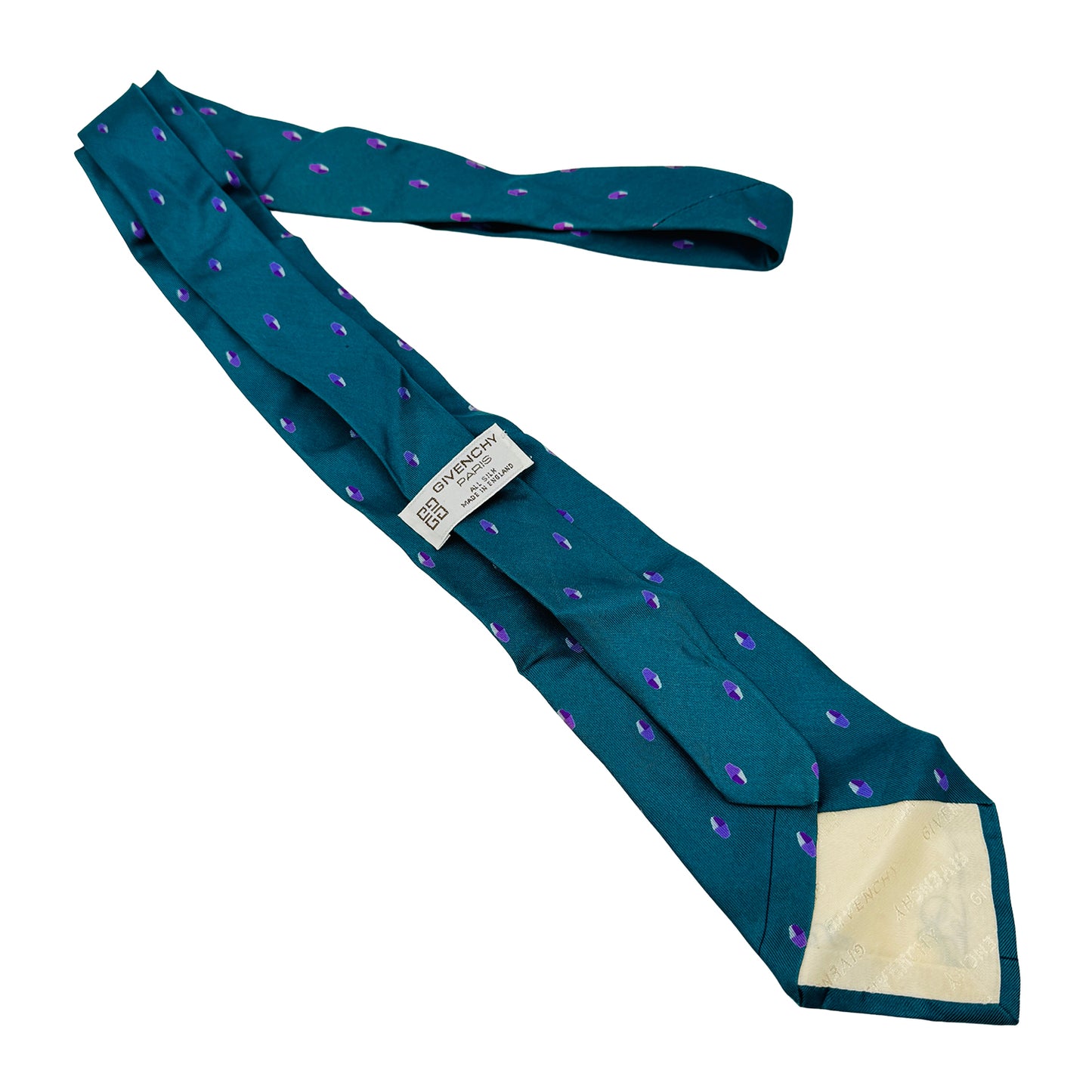 Givenchy Deep Greenish-Blue 'Geometric Motifs' Tie (Size Regular)