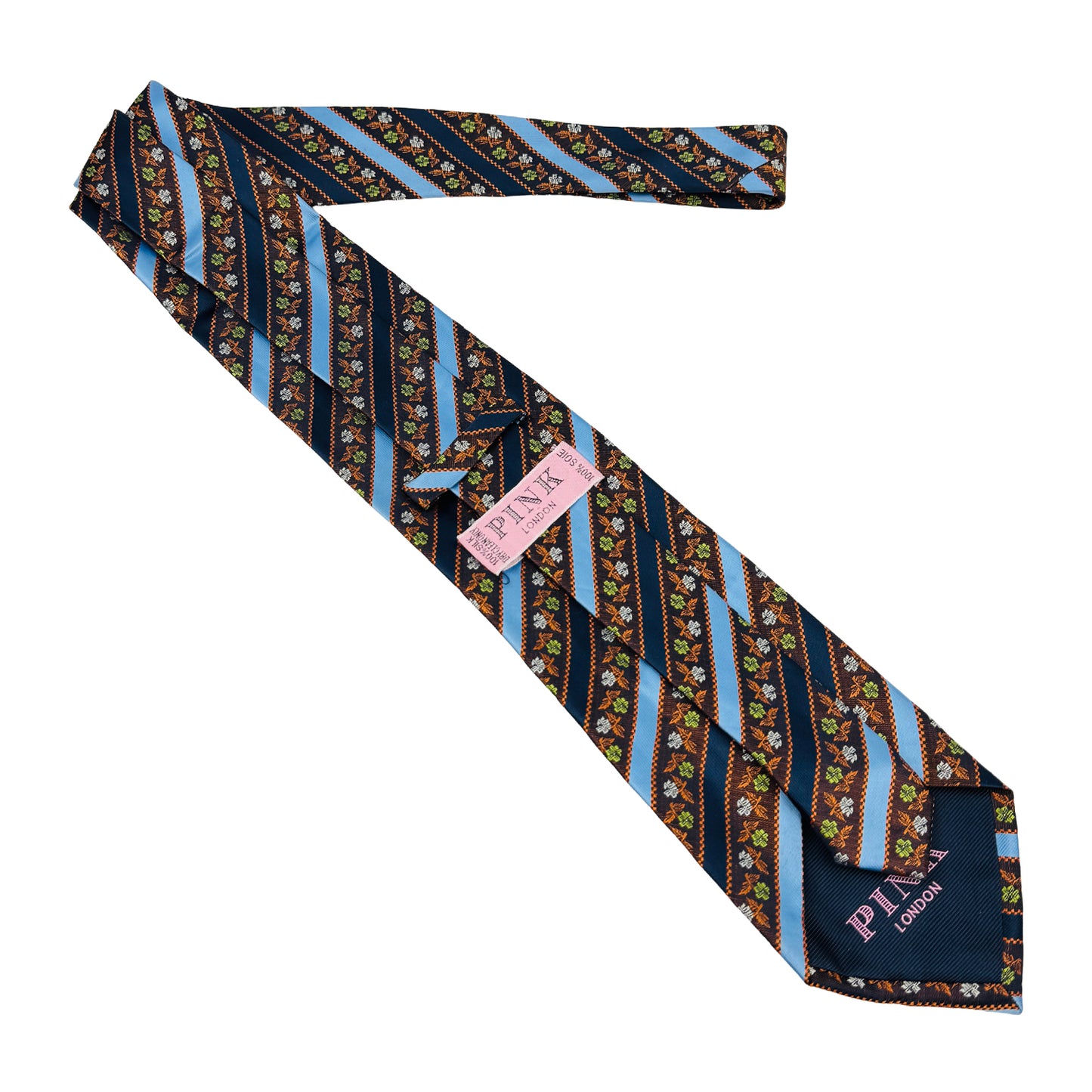 Thomas Pink Navy Blue 'Diagonal Stripes' Tie (Size Regular)