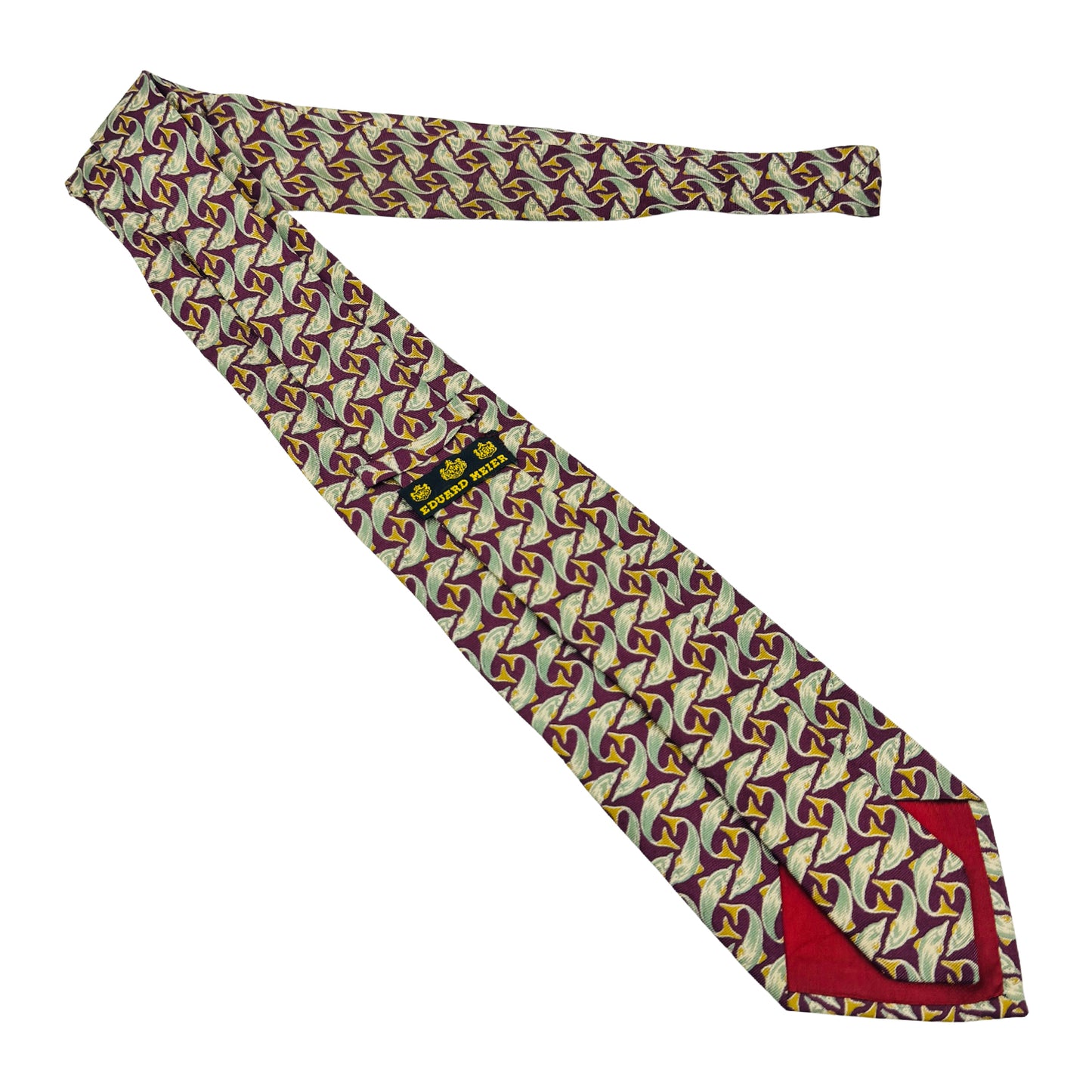 Eduard Meier Burgundy 'Geometric Pattern' Tie (Size Regular)