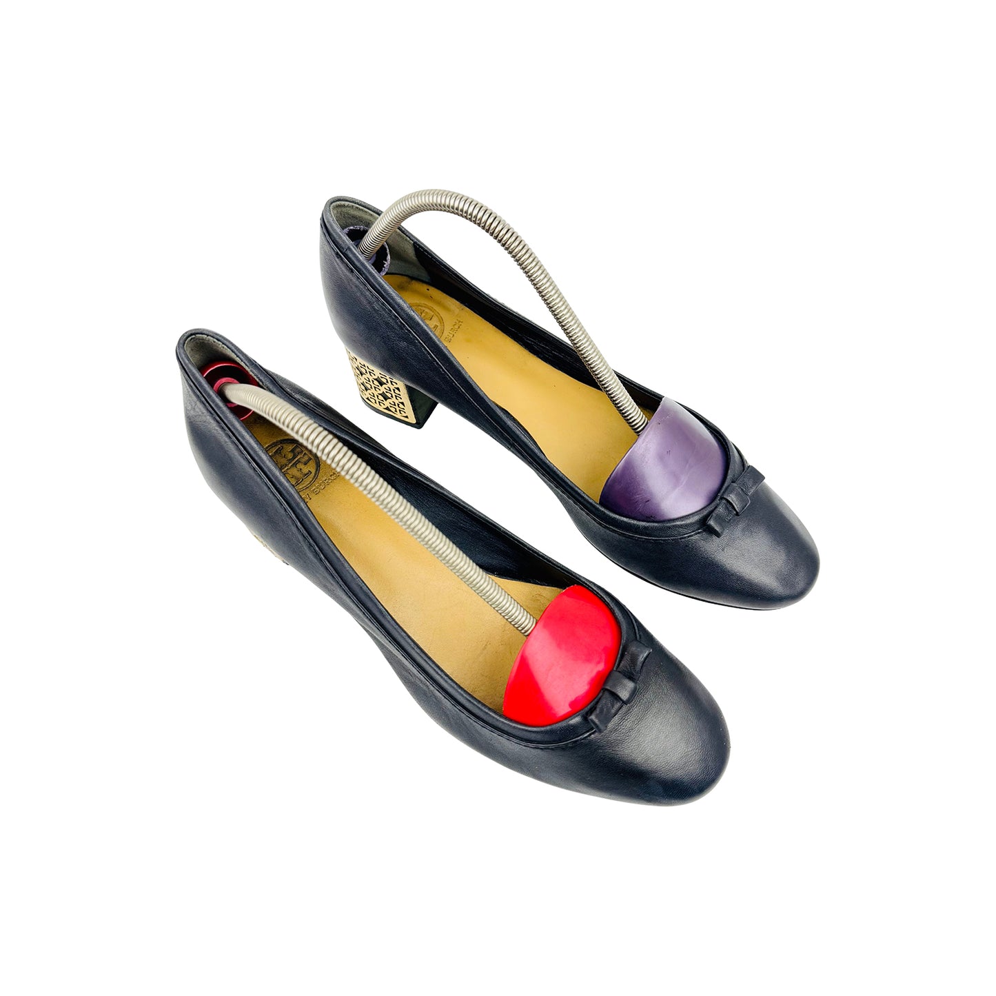 Tory Burch Black Leather Block-Heel Pumps (Size 37.5)