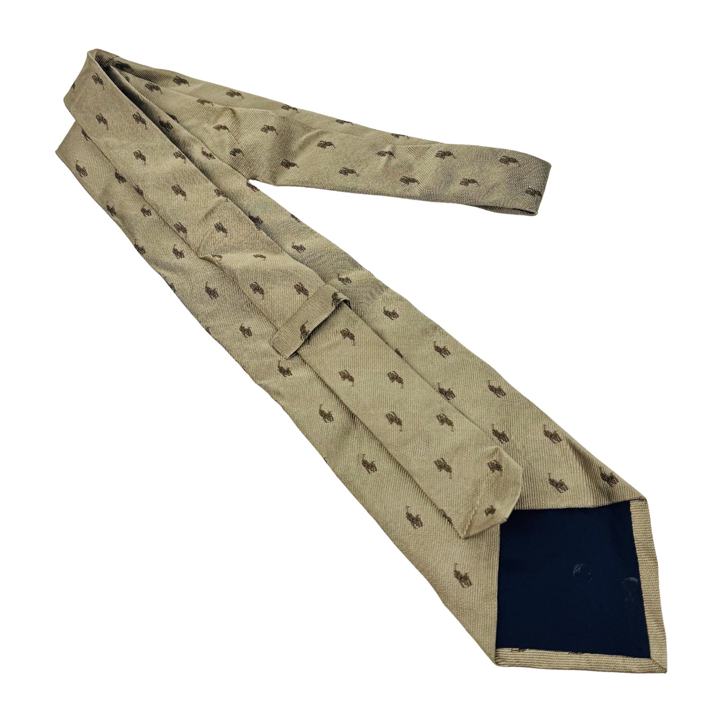 Ralph Lauren Polo Light Beige 'Embroidered Polo Pattern' Tie (Size Regular)