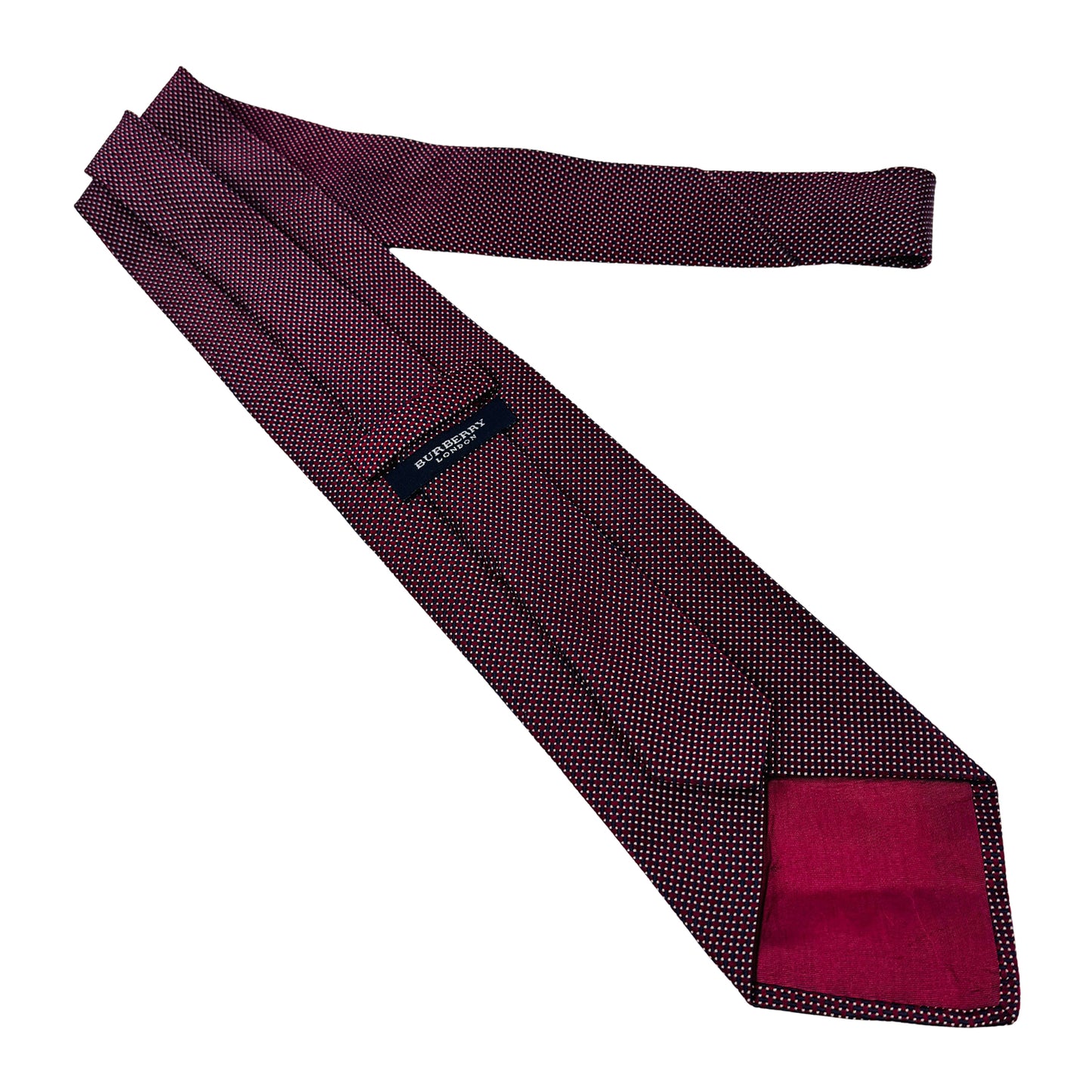 Burberry London Deep Red 'Micro Geometric Woven Pattern' Tie