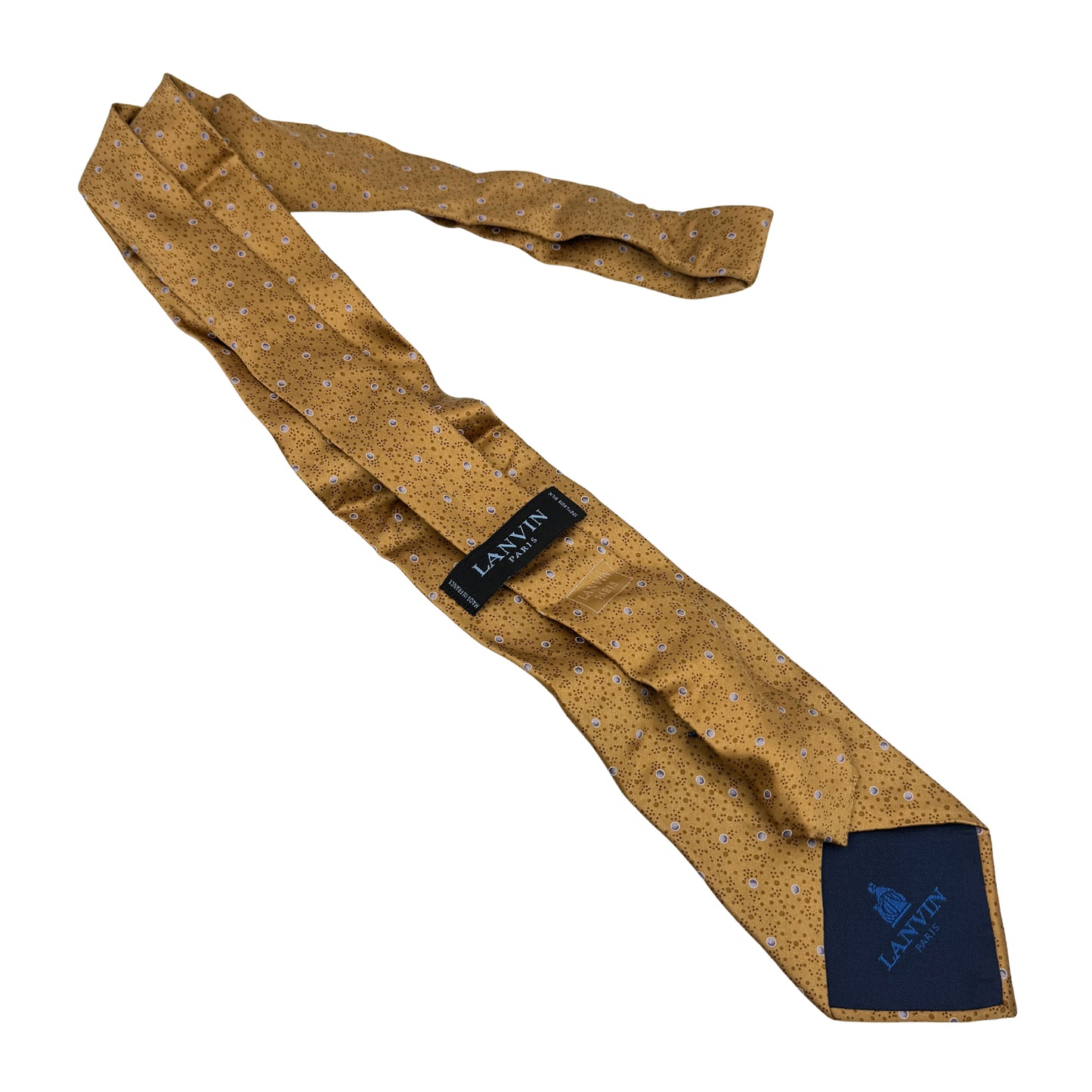 Lanvin Golden Brown 'Dotted Pattern' Silk Tie (Size Regular)