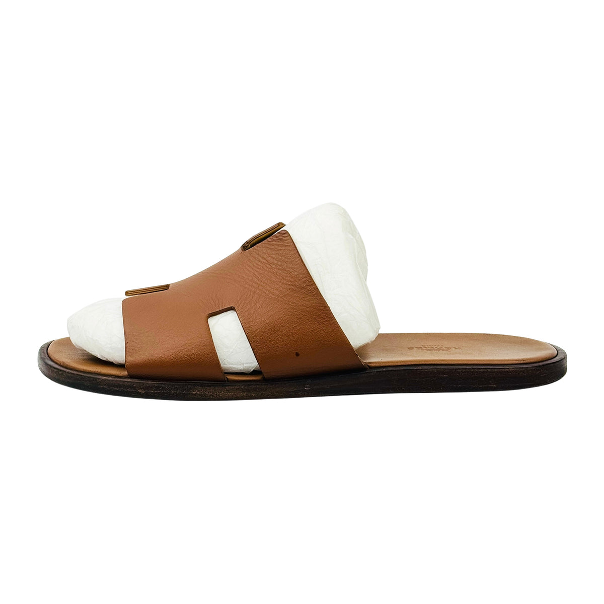 Hermès Izmir Tan Leather Sandal Slides (Size 43)
