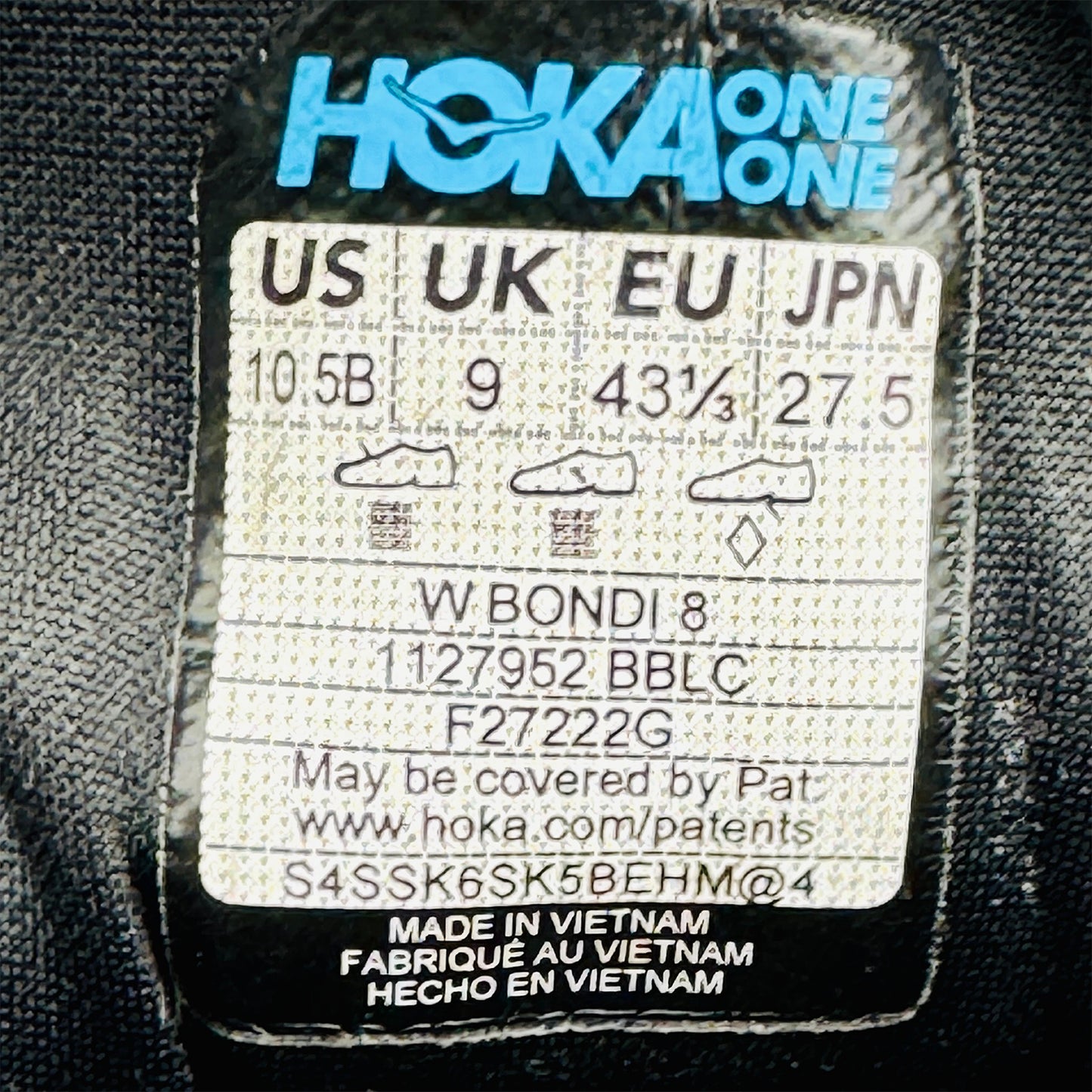 HOKA Bondi 8 Black Shoes (Size 42/43.5) - 1127952 BBLC