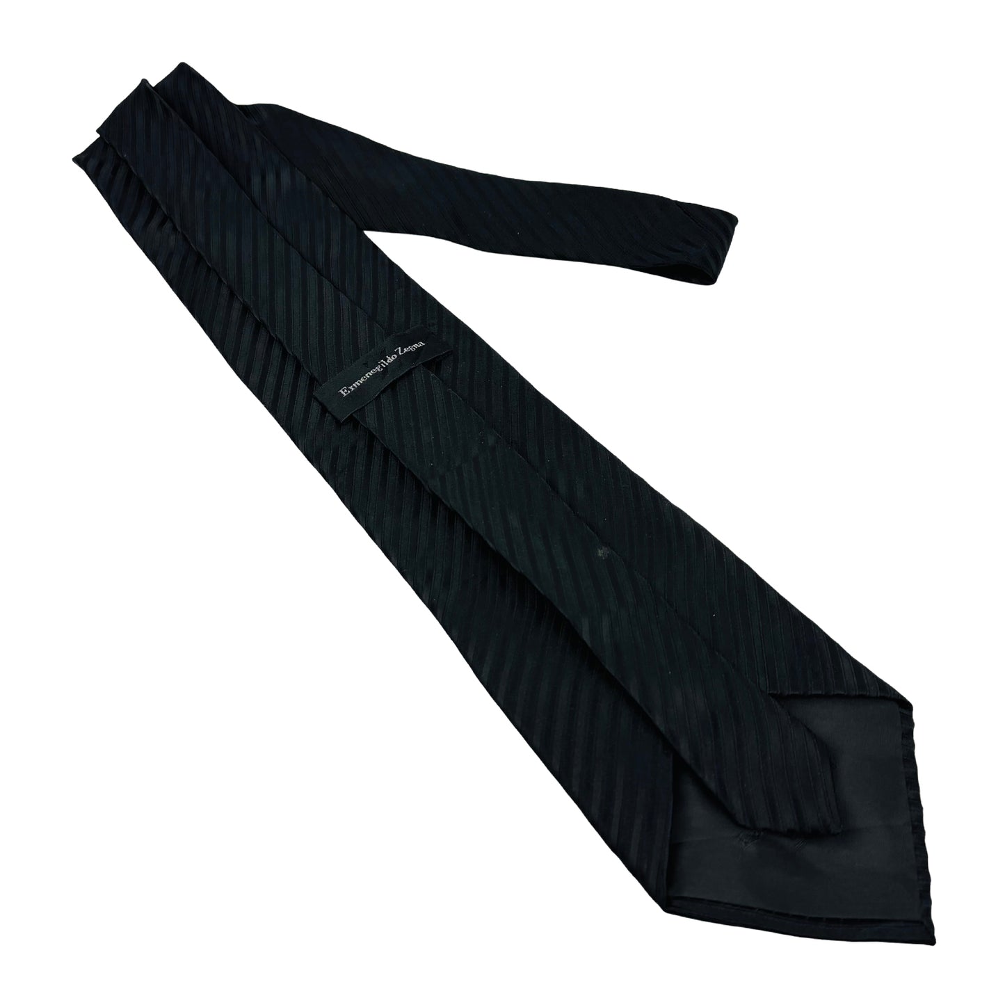 Ermenegildo Zegna Black 'Tonal Diagonal Stripe Texture' Tie (Size Regular)