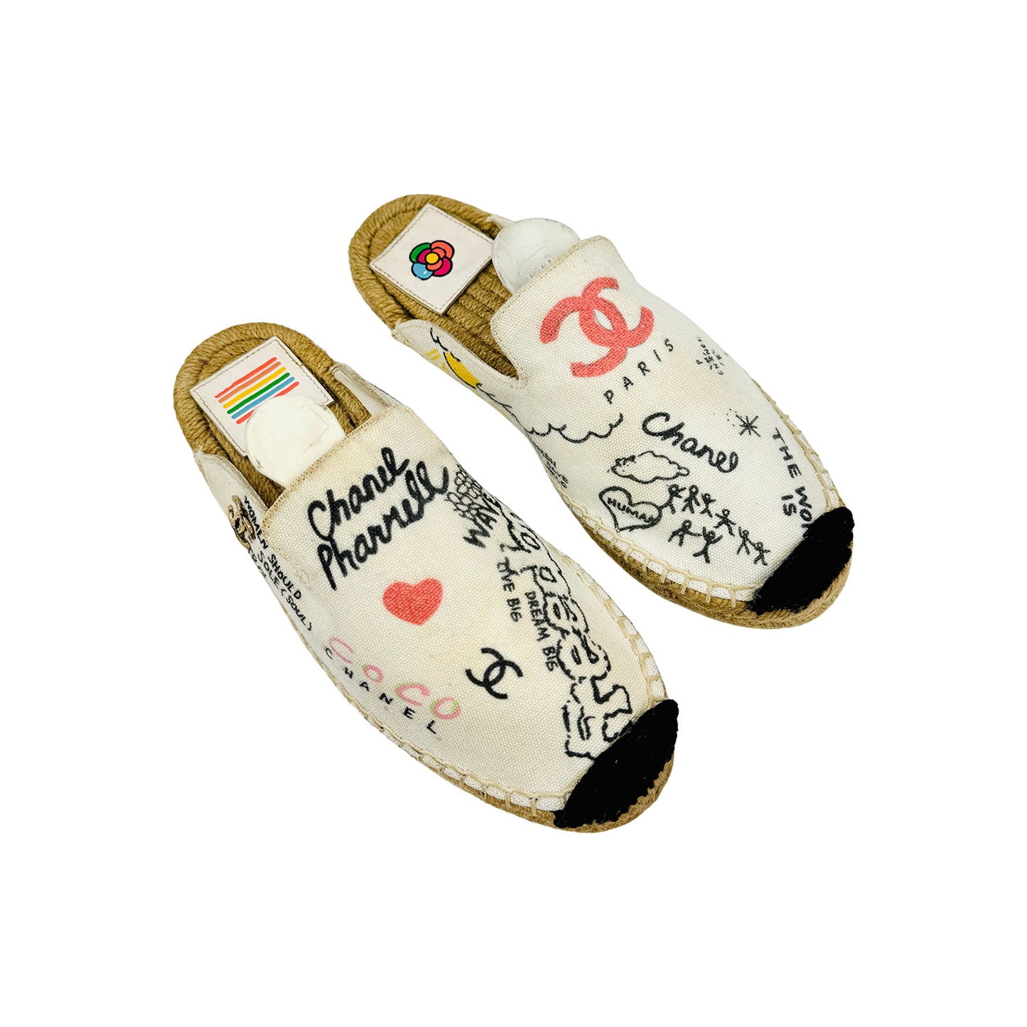 Chanel X Pharrell Off-White Espadrille Mules (Size 35)