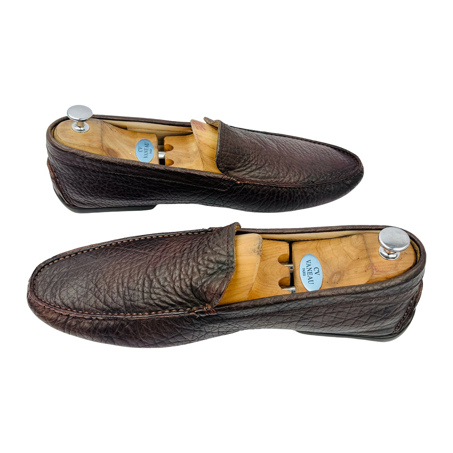 Emporio Armani Men's Grain Leather Brown Moccasins (Size 46.5/47)