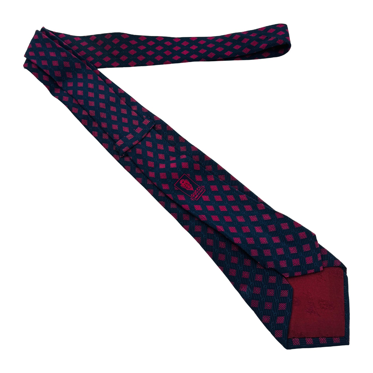 Gucci Navy 'Diamond Pattern' Tie (Size Regular)