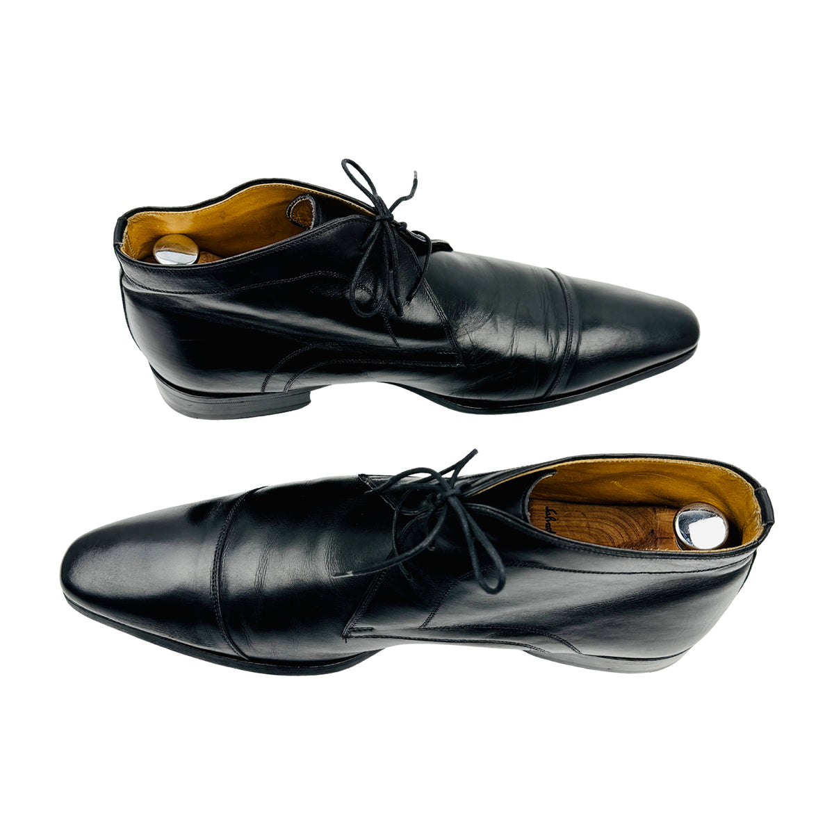 Magnanni Black Leather Cap Toe Chukka Boots (Size 44)