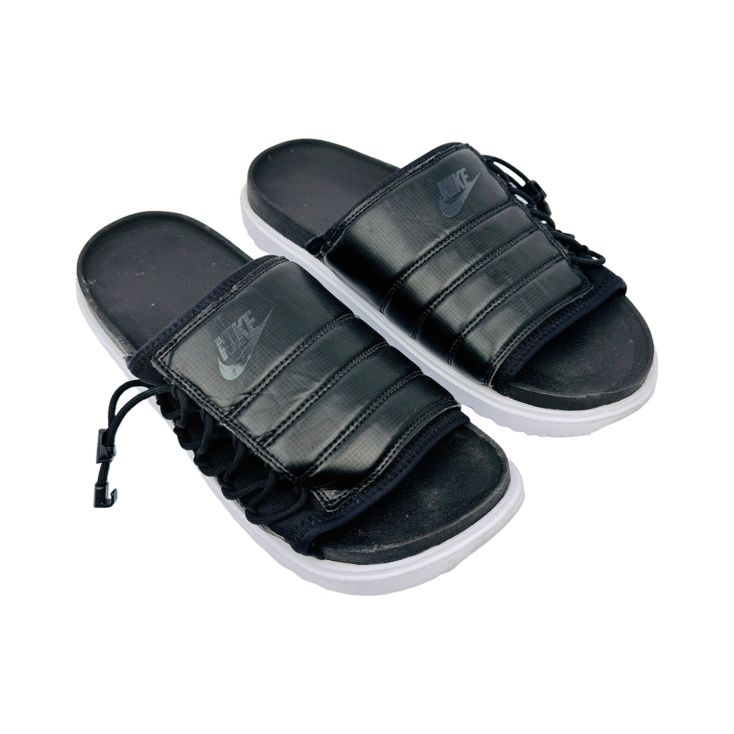Right Side image of Nike Men's Asuna Black White Slides (Size 47/47.5) - CI8800-102