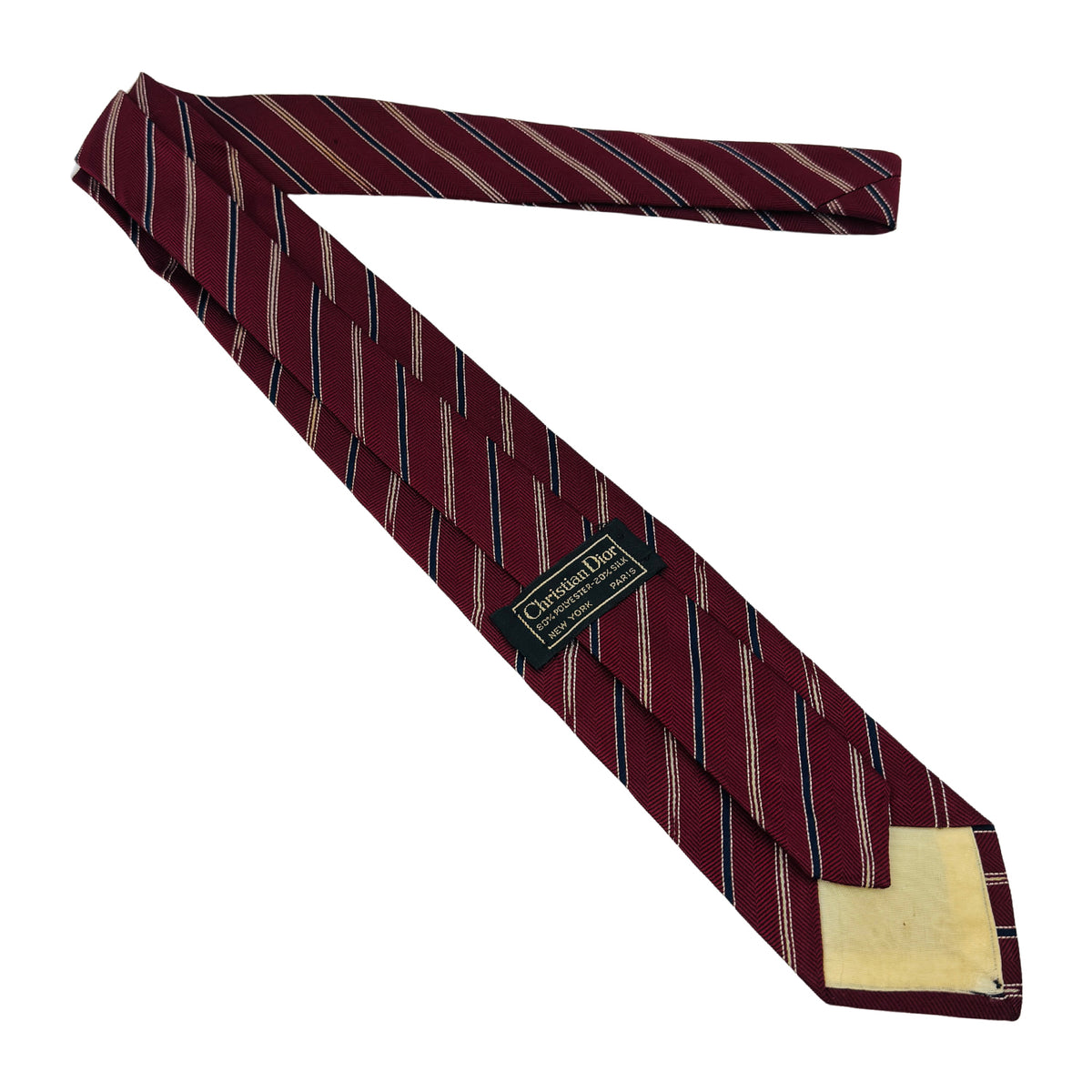 Christian Dior Maroon 'Diagonal Stripes' Tie (Size Regular)