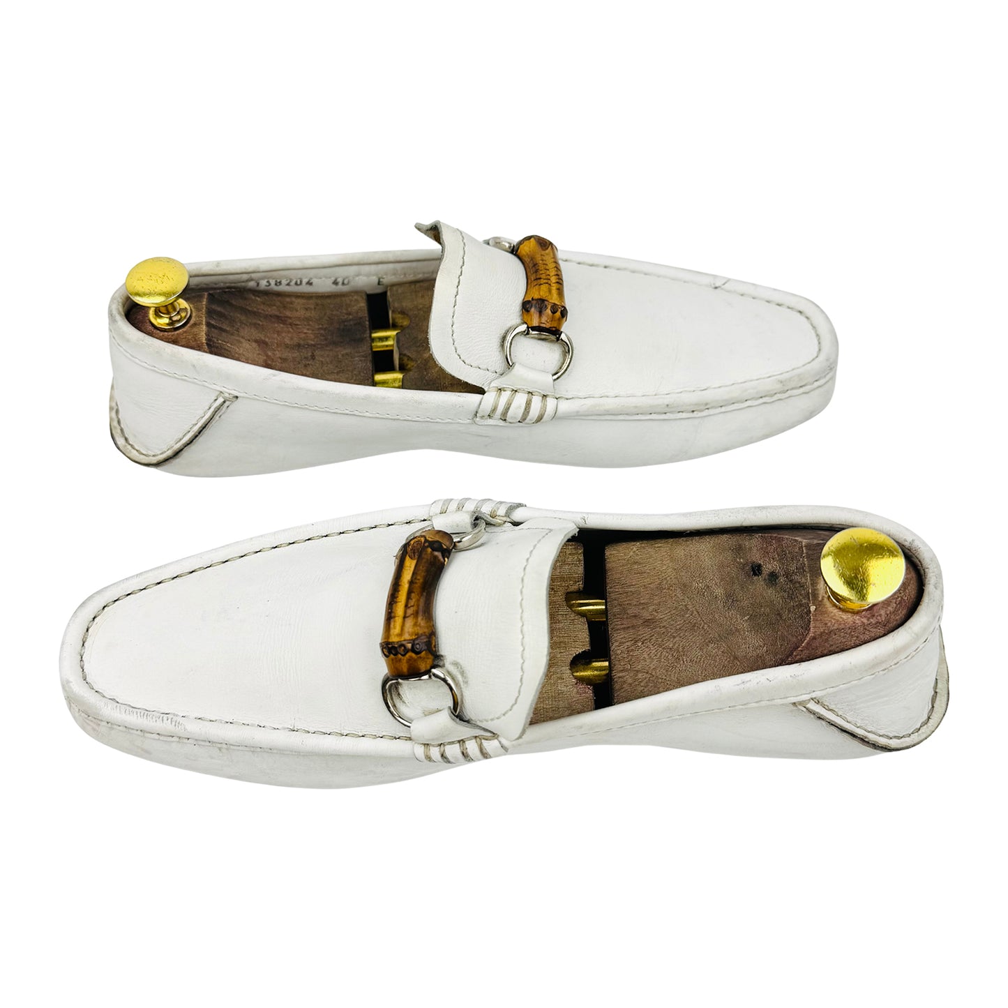 Gucci Bamboo Horsebit White Loafers (Size 41.5)