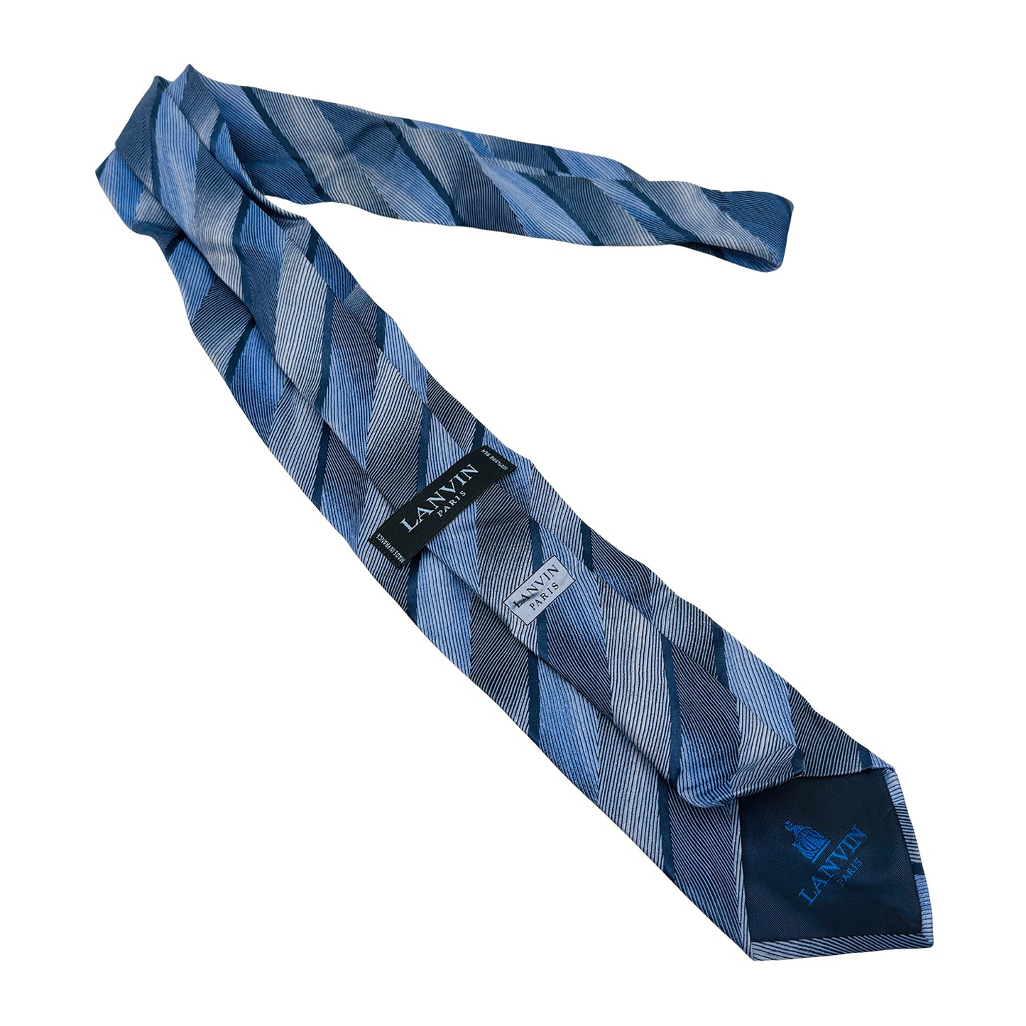 Lanvin Navy Blue 'Diagonal Striped' Silk Tie (Size Regular)