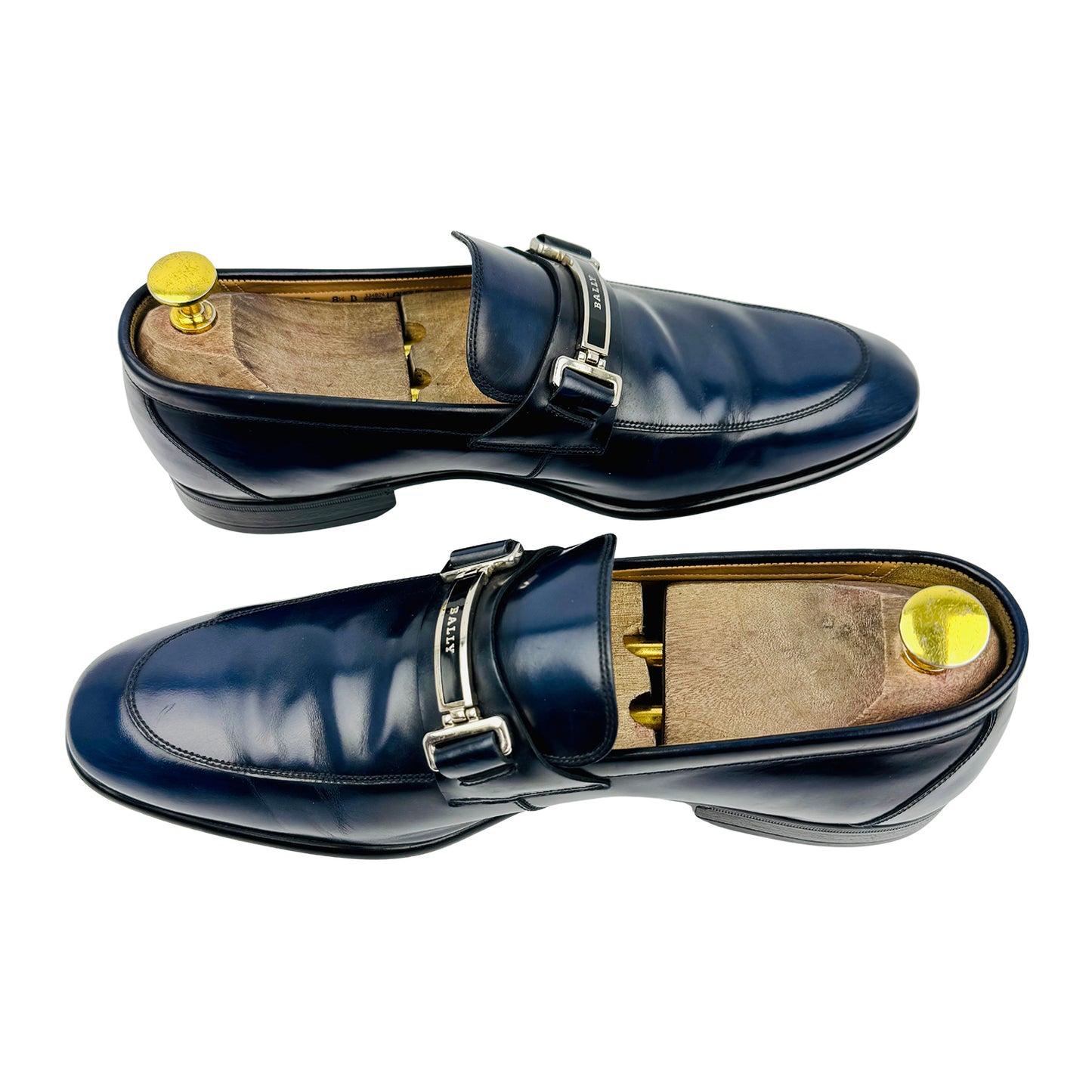 Bally Men's Navy Blue Polished Leather Loafers (Size 42.5)