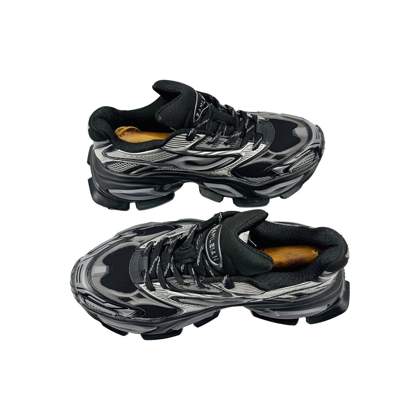 Bamleian Men's 'Black Silver' Sneakers (Size 42)
