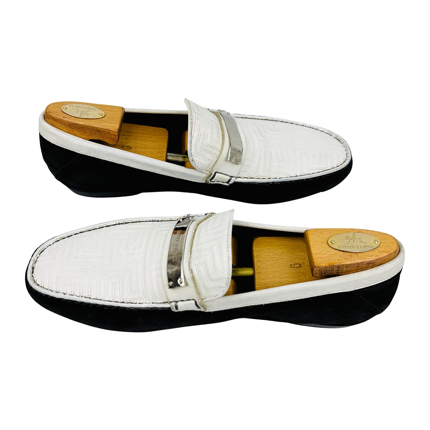 Versace Couture Black White Embroidered Loafers (Size 43)