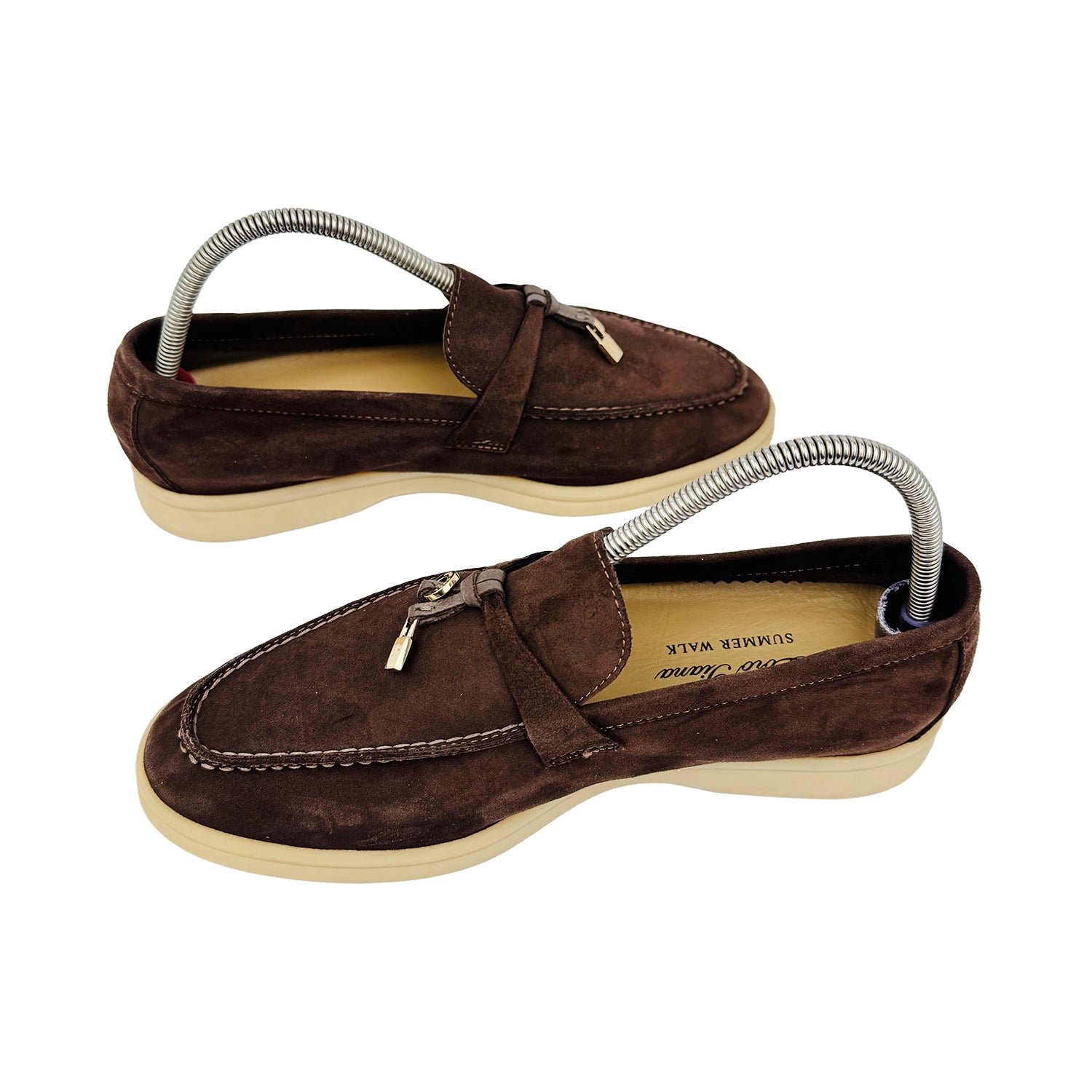 Cross image of Loro Piana Women's Brown Summer Charm Walk Loafers (Size 36) - J-61397
