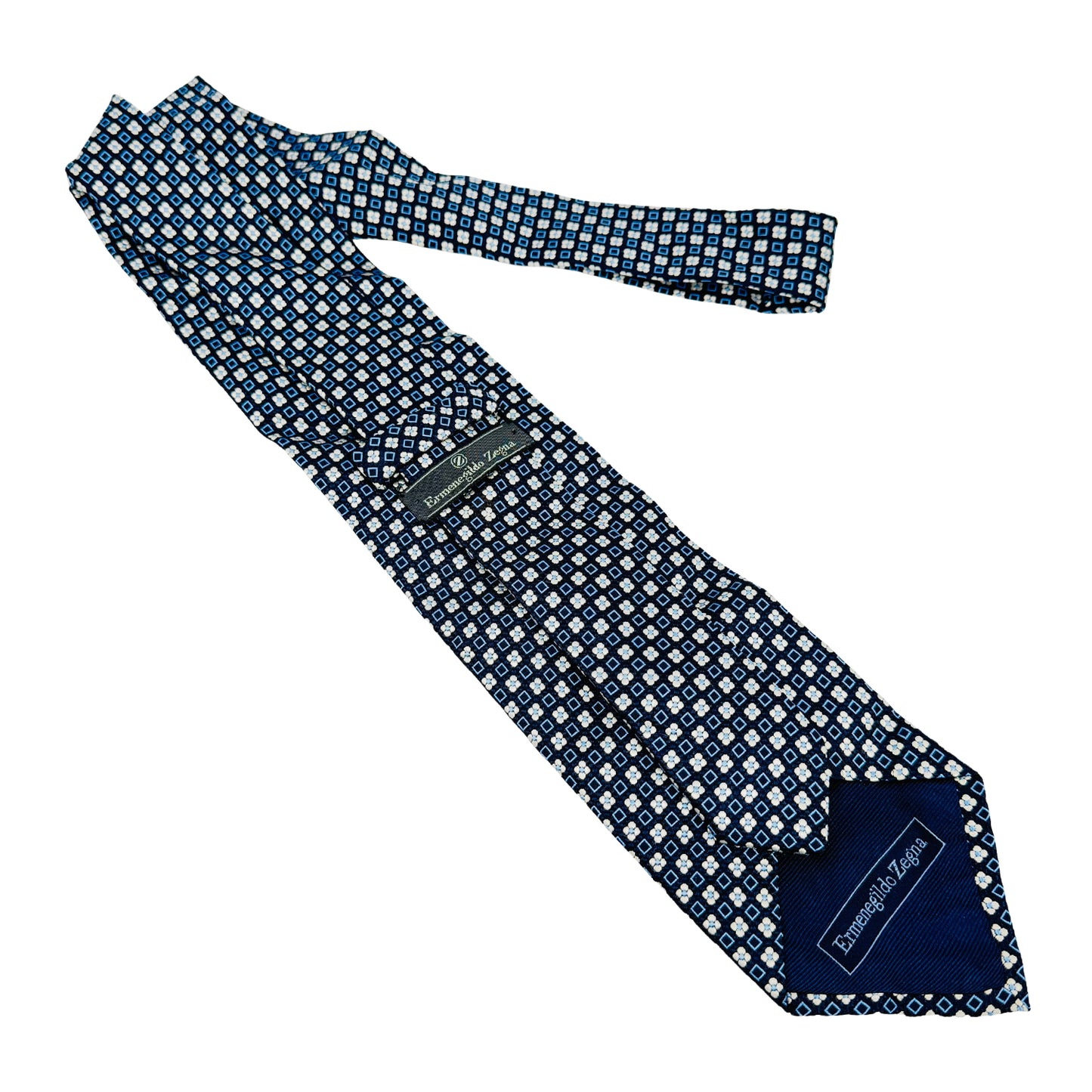 Ermenegildo Zegna Navy 'Geometric Pattern' Tie (Size Regular)