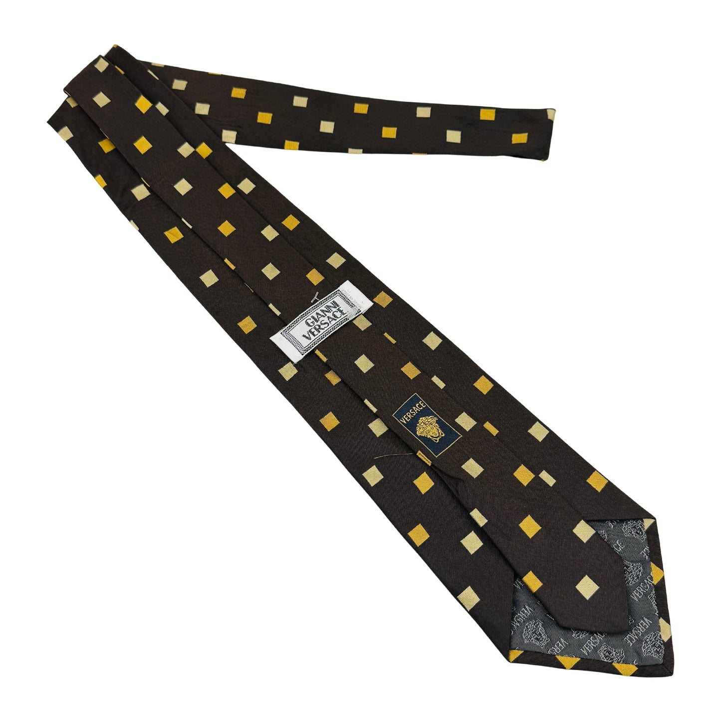 Versace Dark Brown 'Square Pattern' Tie (Size Regular)