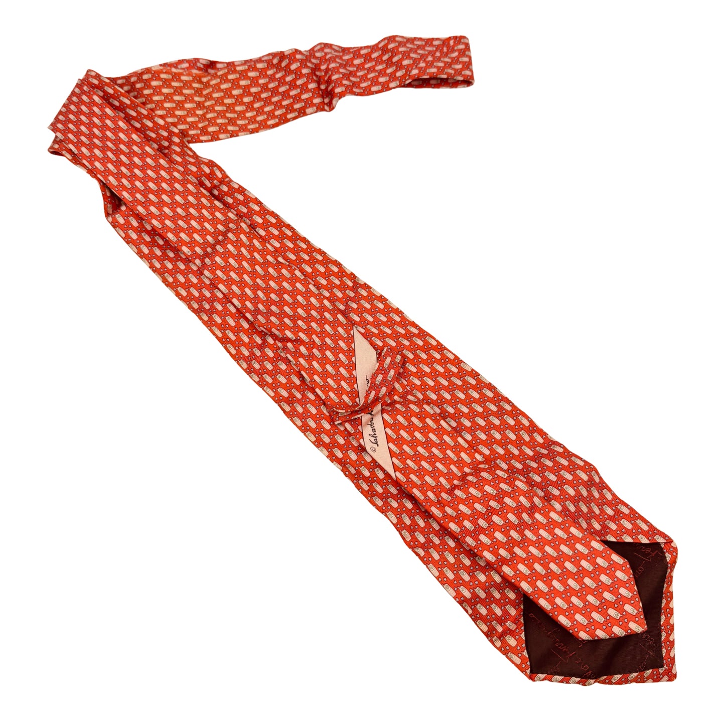 Salvatore Ferragamo Orange 'Motifs' Silk Tie (Size Regular)