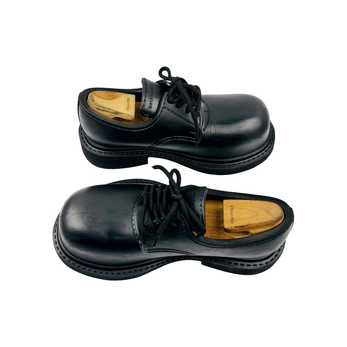 Balenciaga Men's Black Leather Derby Shoes (Size 43/43.5)