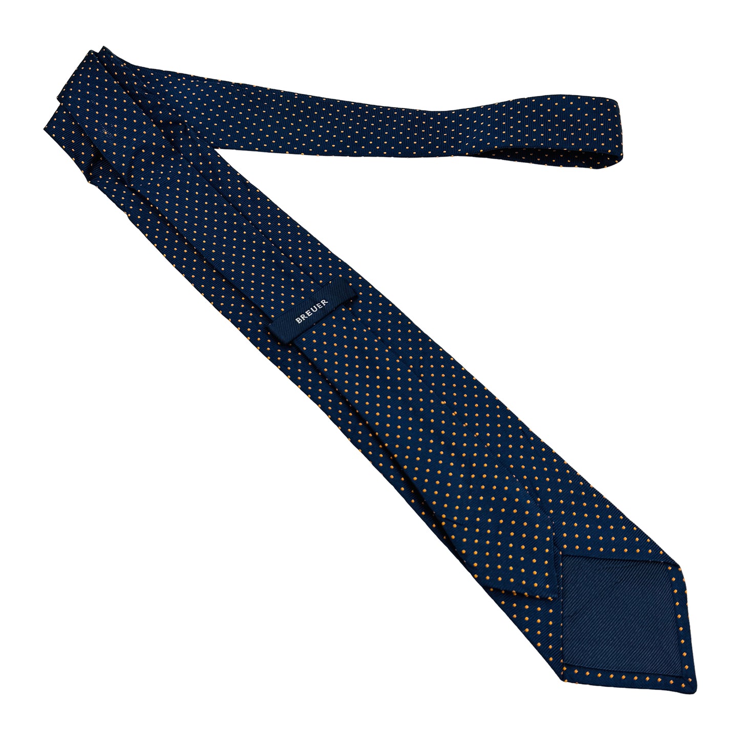 Breuer Navy 'Polka Dots' Silk Tie (Size Regular)