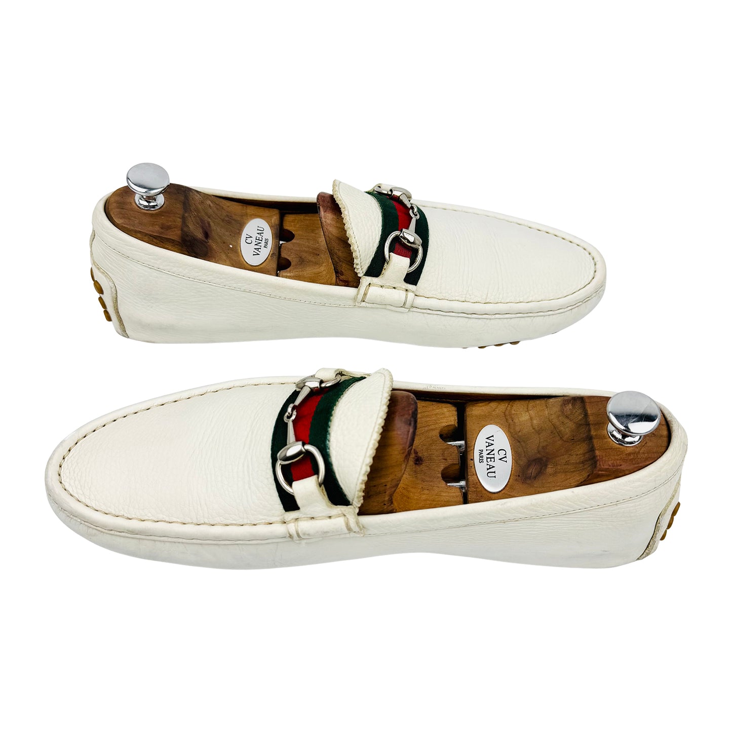 Gucci Men's White Webbing Trimmed Loafer (Size 45)