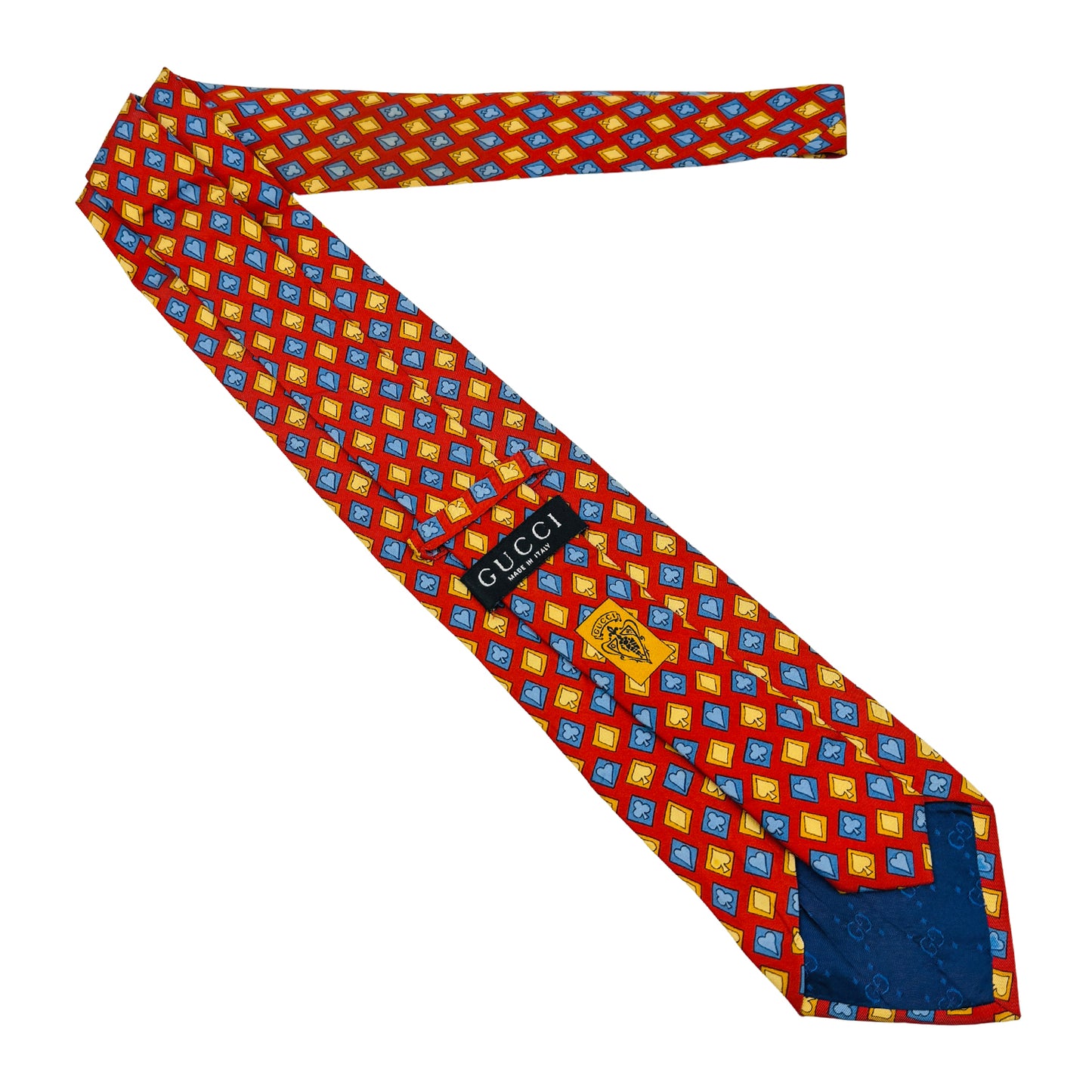 Gucci Red 'Playing Card Suit Pattern' Silk Tie (Size Regular)