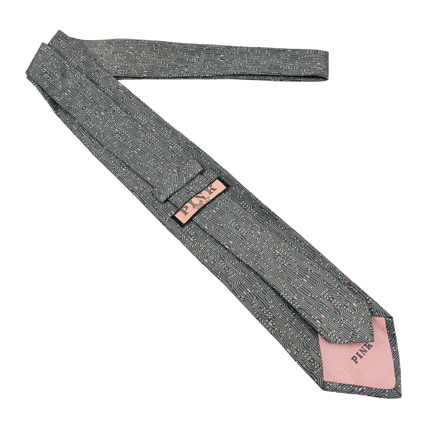Thomas Pink Dark Grey 'Geometric Pattern' Tie (Size Regular)