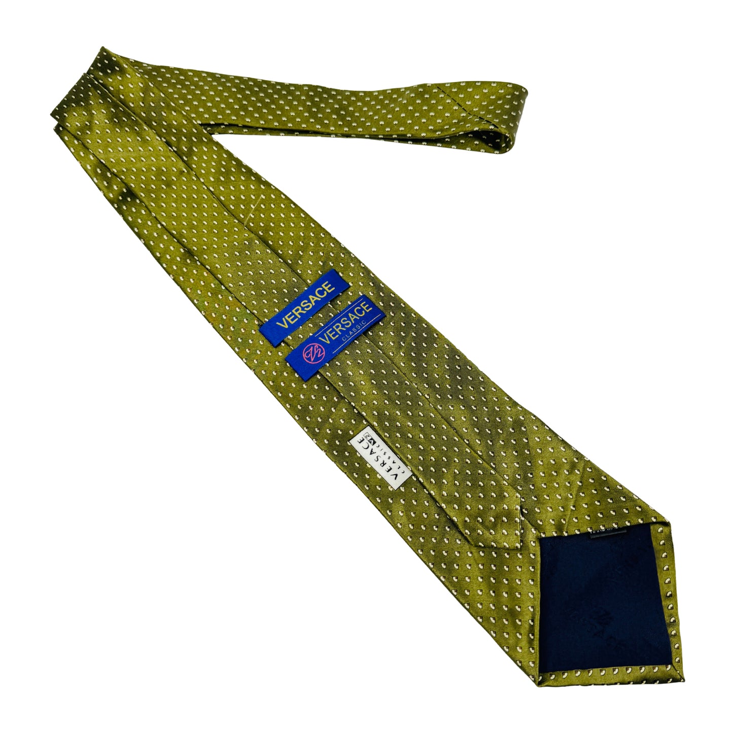 Versace Olive Green 'Motifs' Silk Tie (Size Regular)
