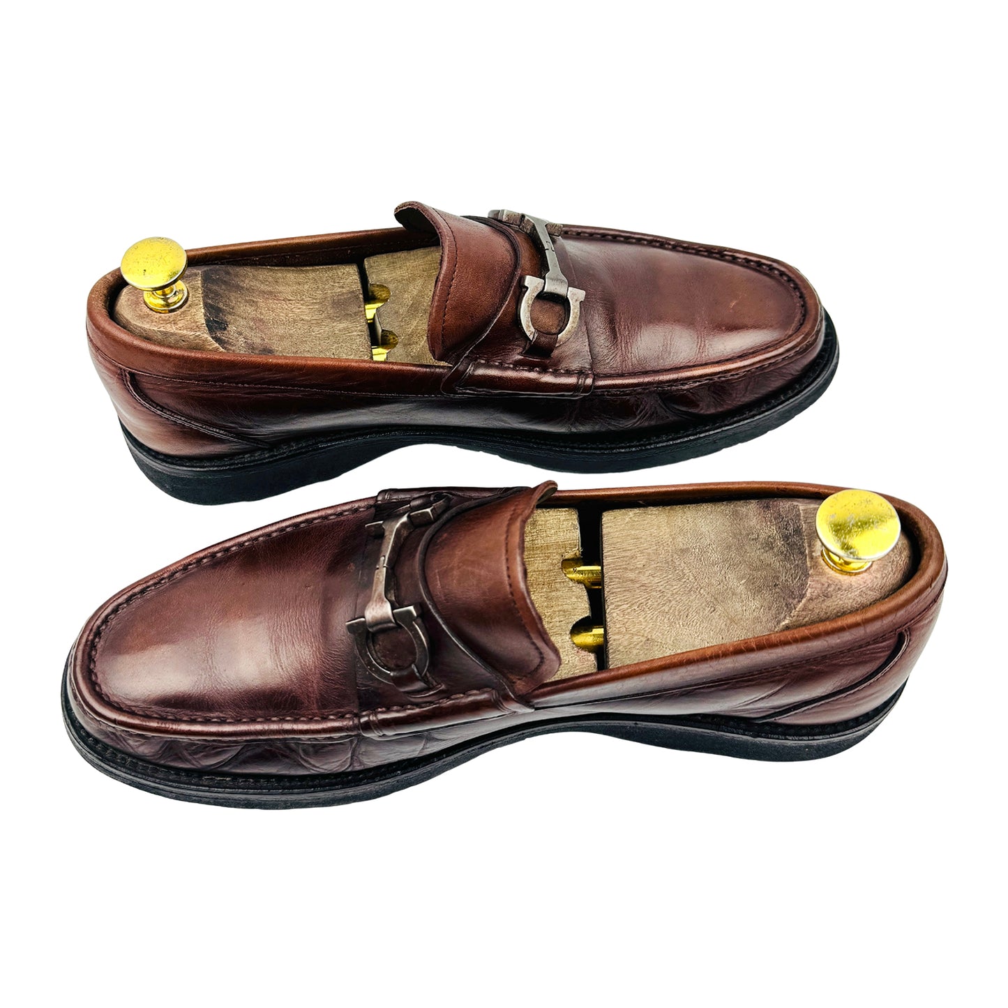 Salvatore Ferragamo Brown Gancini Bit Loafers (Size 42)