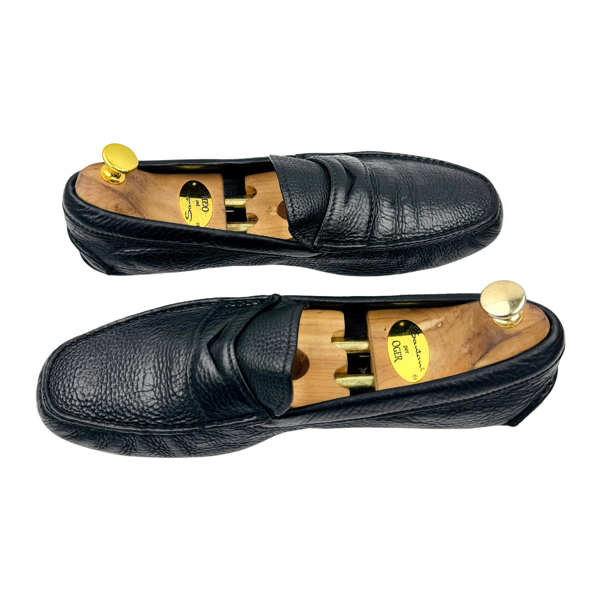 Prada Men's Black Daino Leather Penny Loafers (Size 44)