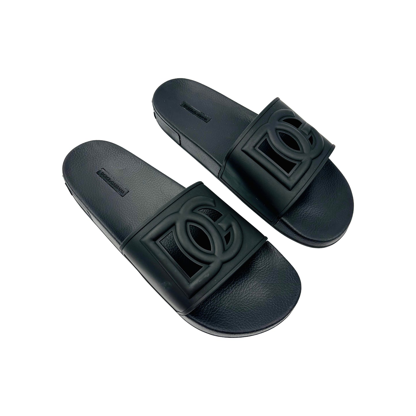 Dolce & Gabbana Men's Black Logo Slides (Size 47)